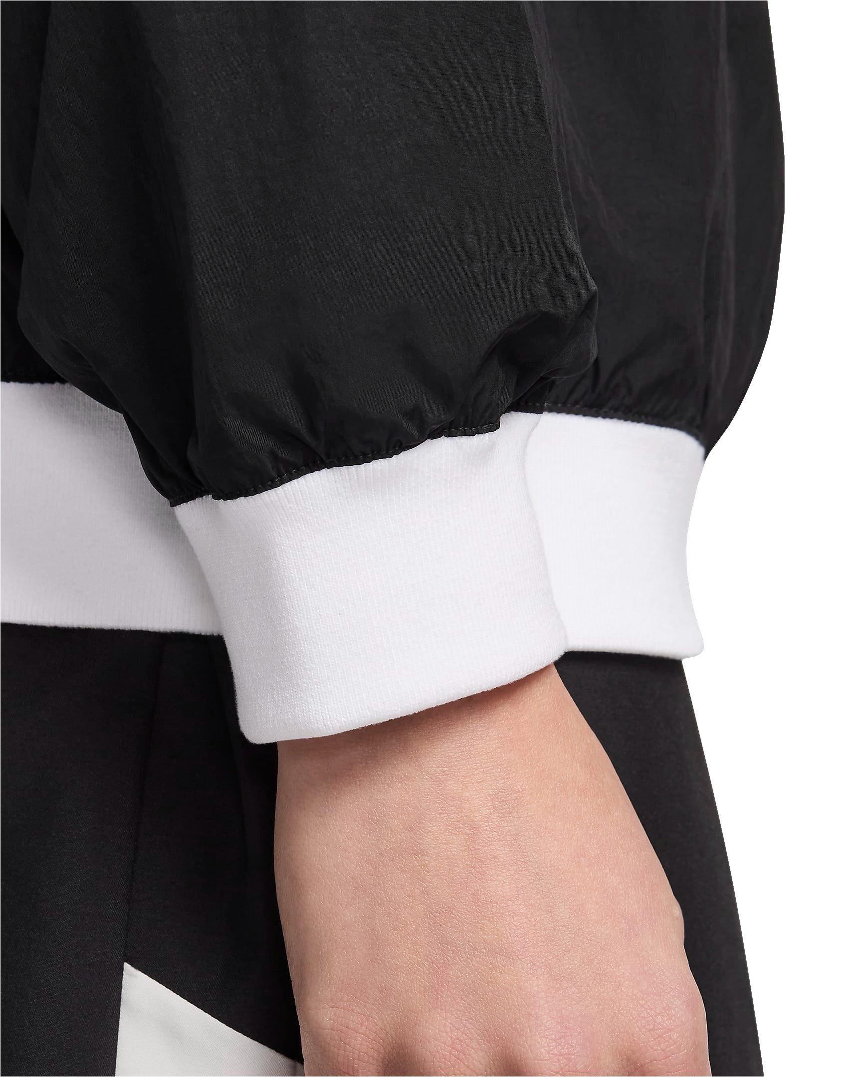 Nike Women's Sportswear Essential Loose UV Woven Long Sleeve V-Neck Top - BLACK Thumbnail View 5