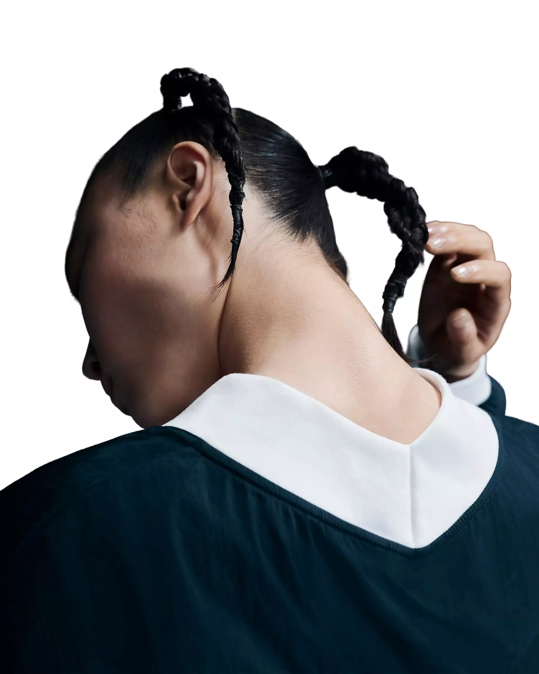 Nike Women's Sportswear Essential Loose UV Woven Long Sleeve V-Neck Top - BLUE