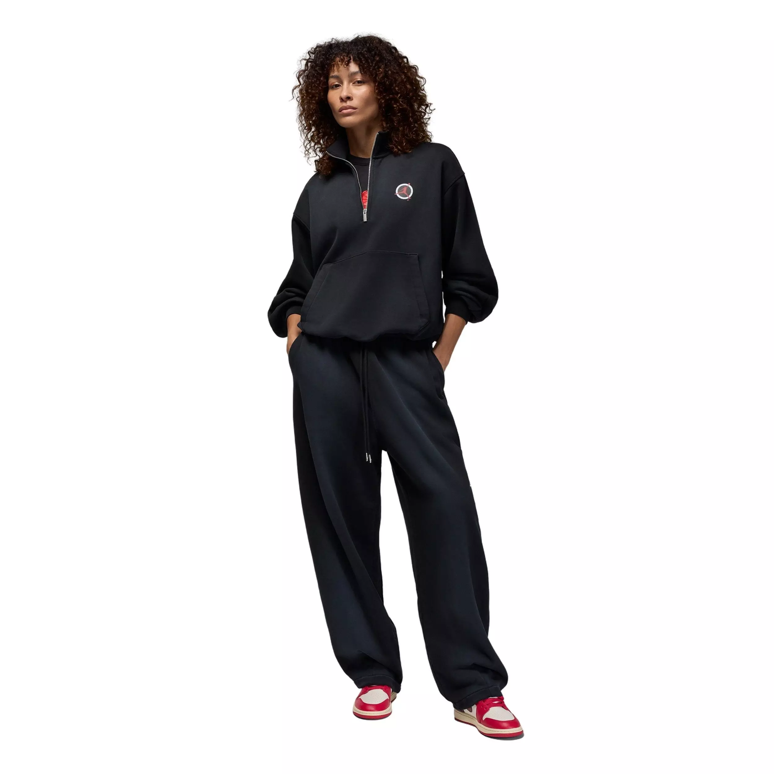 Jordan Women's Flight Fleece Club Baggy Pants -  Black - BLACK