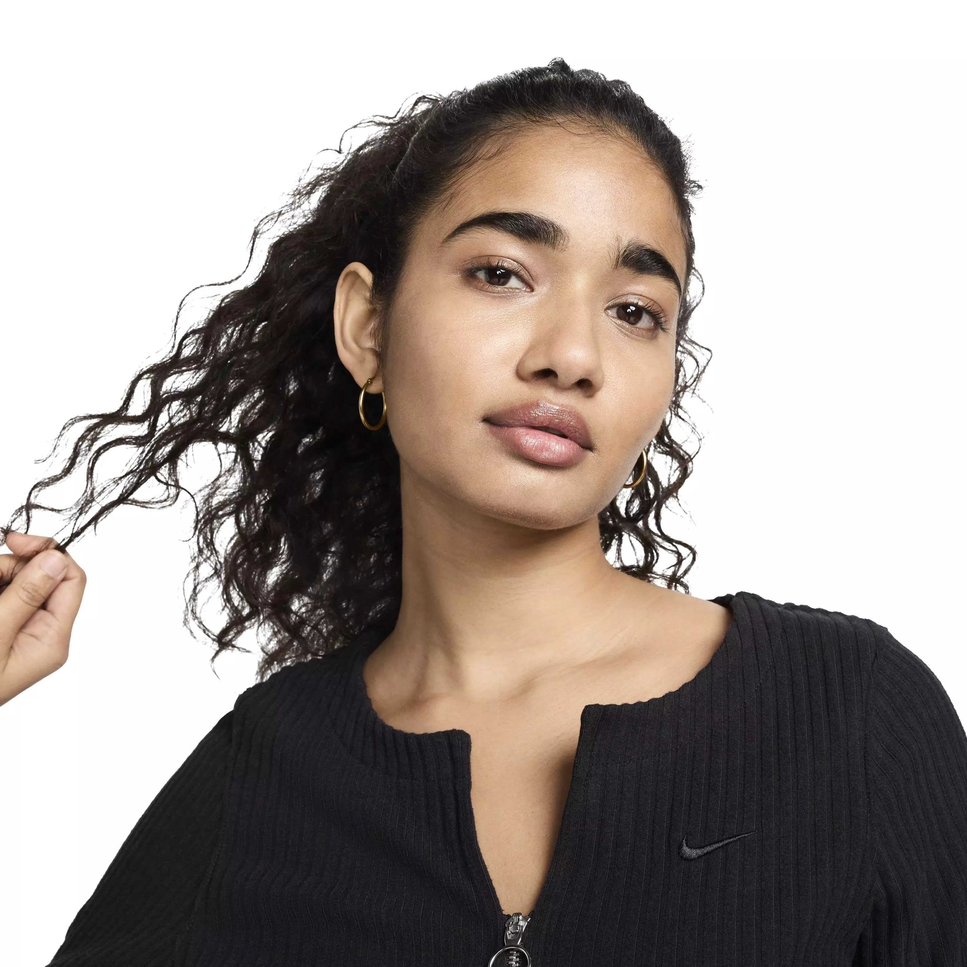 Nike Women's Sportswear Chill Rib Slim Full-Zip Cardigan - BLACK