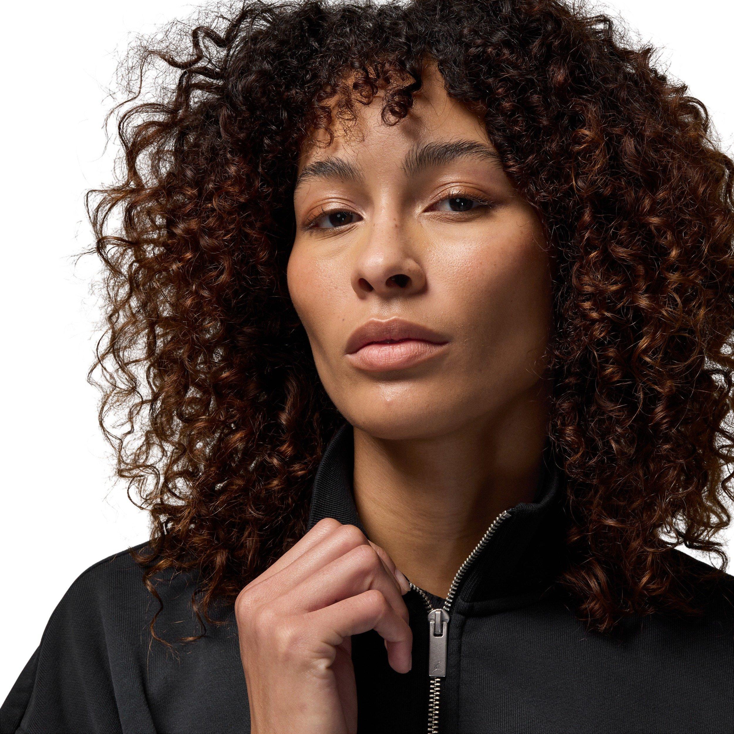 Jordan Women's Flight Club Fleece Quarter-Zip Pullover - Black - BLACK Thumbnail View 3