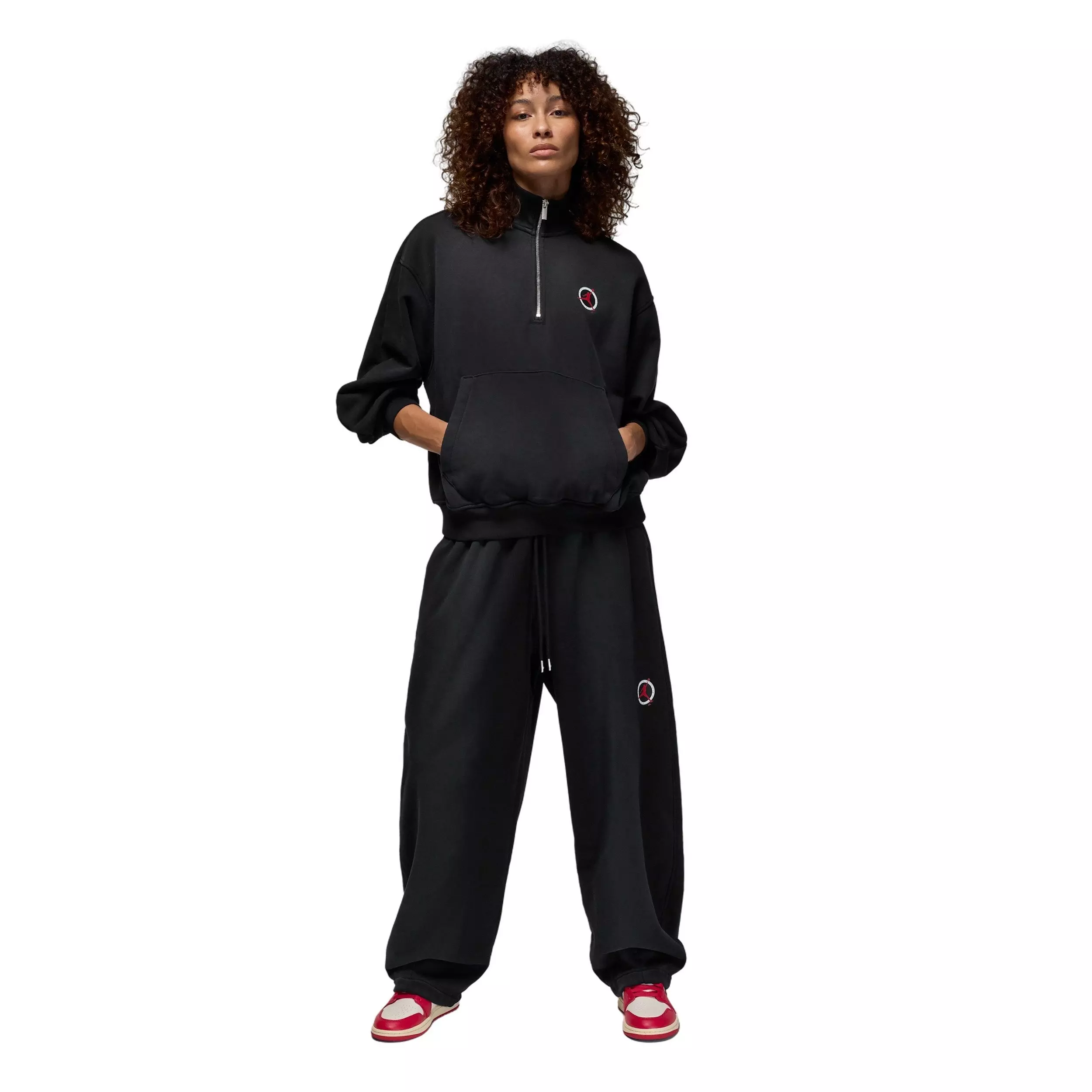 Jordan Women's Flight Club Fleece Quarter-Zip Pullover - Black - BLACK