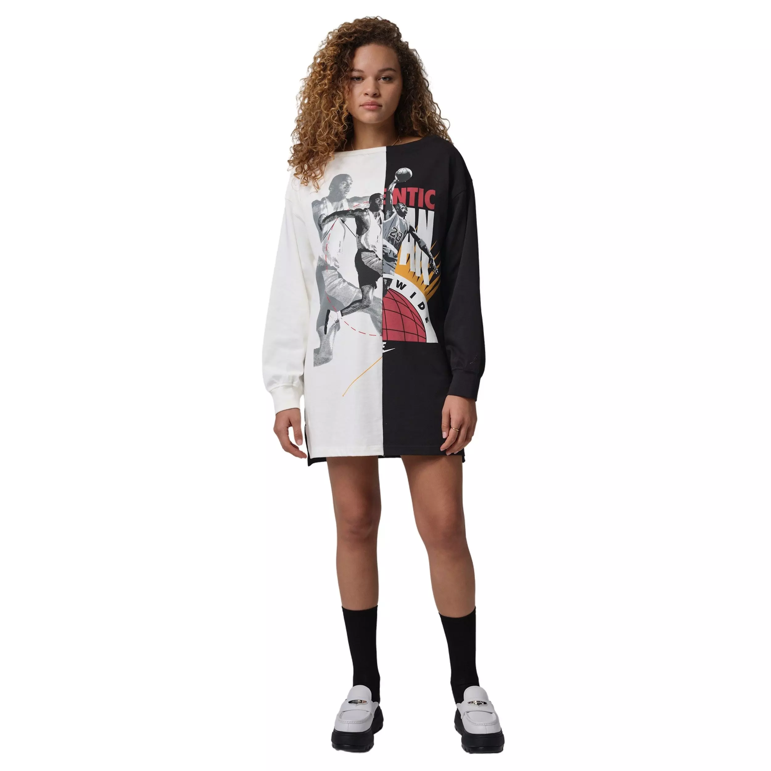 Jordan Women's Flight Graphic D2N Dress  - Off White/Black - OFF-WHITE/BLACK