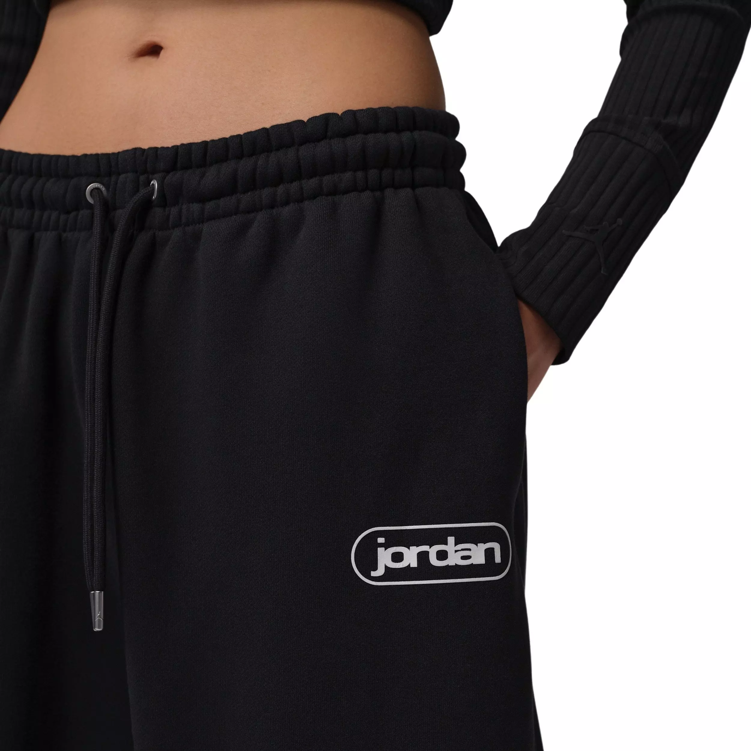 Jordan Women's Flight Fleece Baggy Pants -Black - BLACK