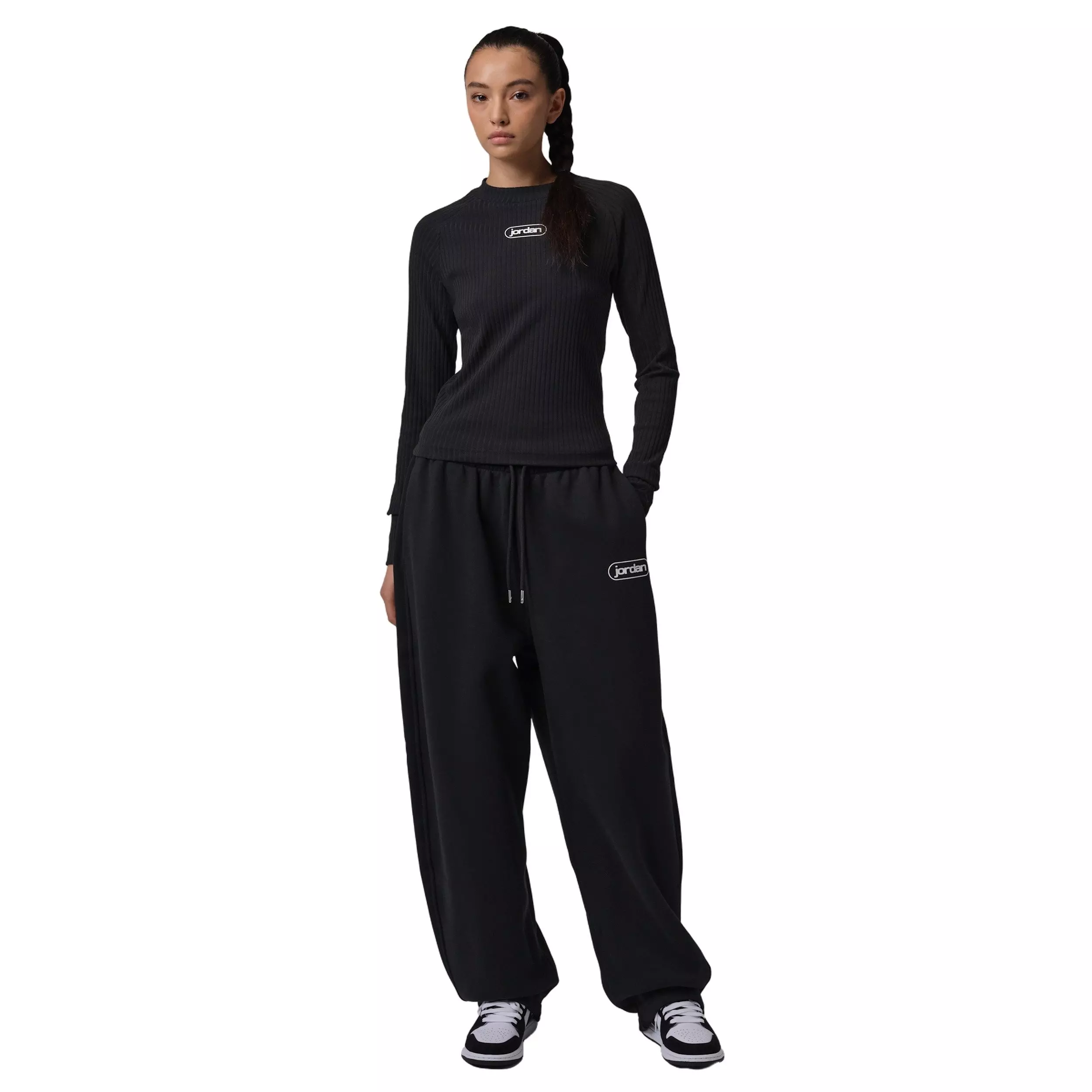 Jordan Women's Flight Fleece Baggy Pants -Black - BLACK