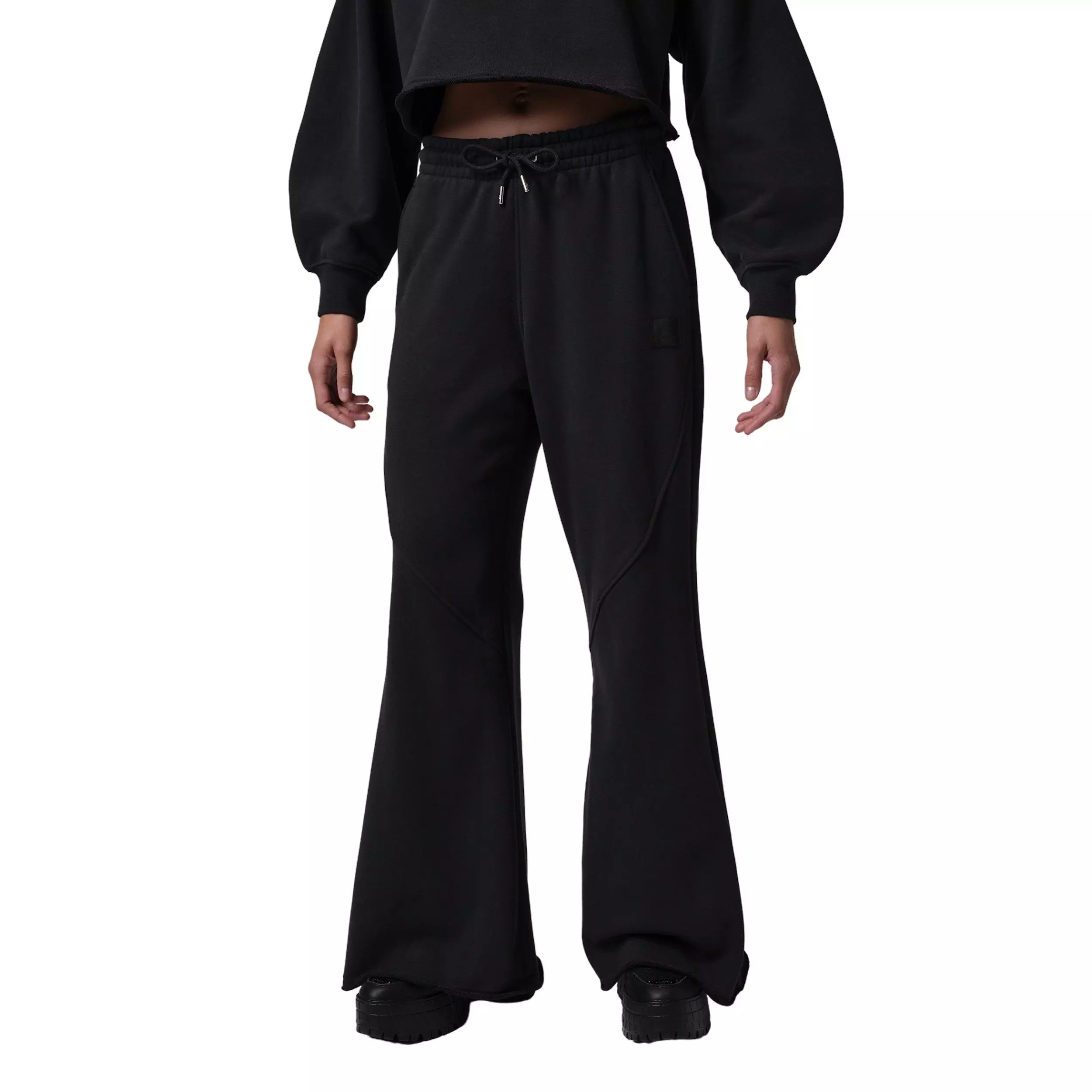 Jordan Women's Flared French Terry Fleece Pants -Black - BLACK