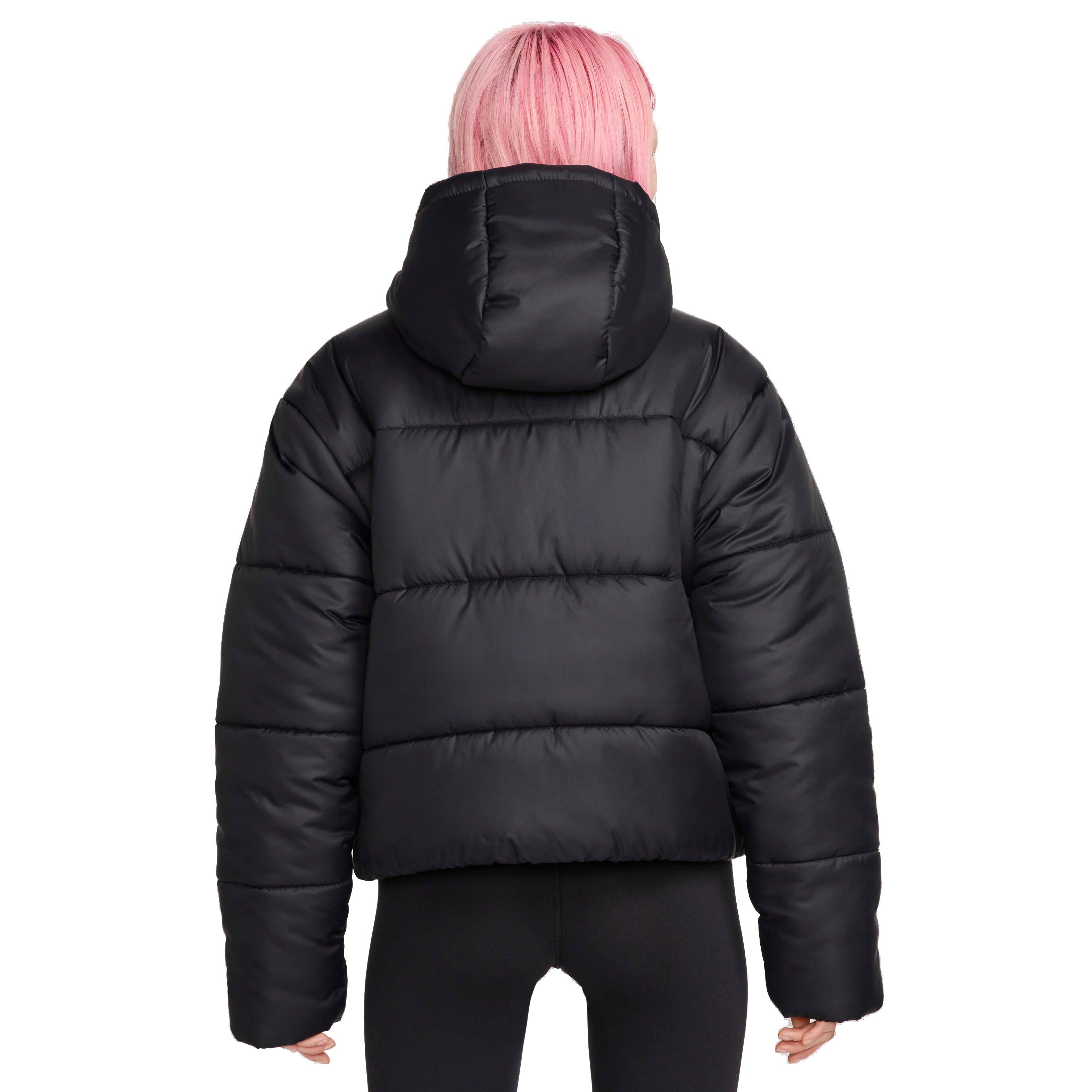 Nike Women's Sportswear Classic Puffer Therma-FIT Loose Hooded Jacket - BLACK Thumbnail View 2
