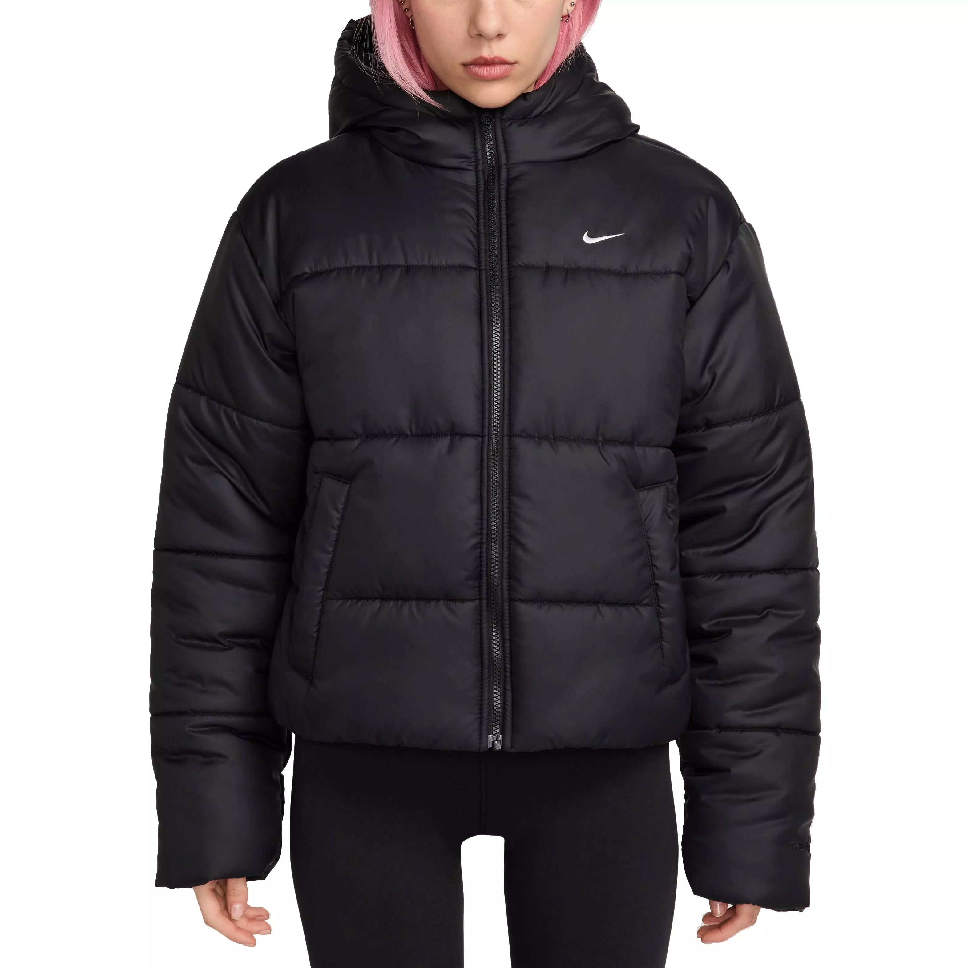 Nike Women's Sportswear Classic Puffer Therma-FIT Loose Hooded Jacket - BLACK