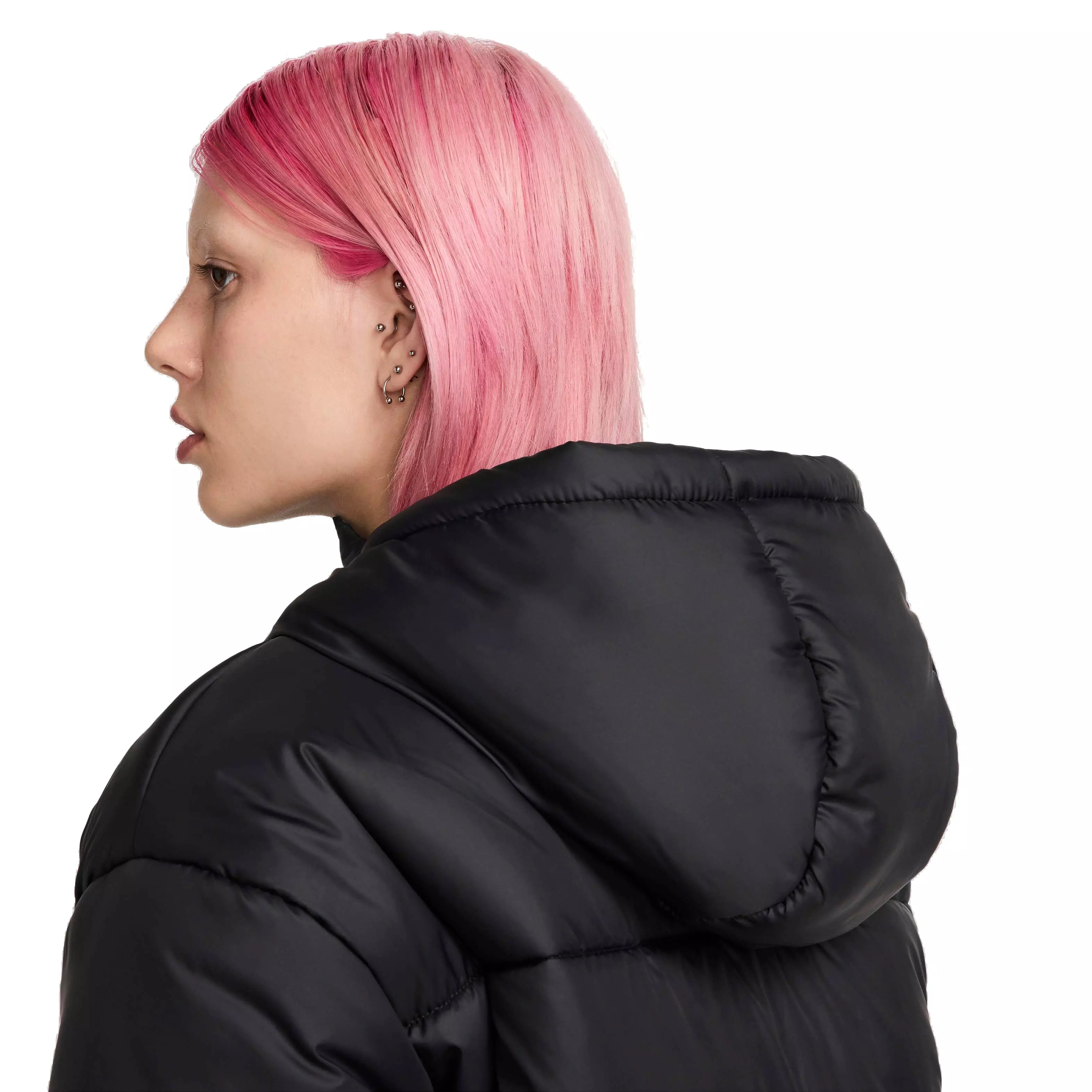 Nike Women's Sportswear Classic Puffer Therma-FIT Loose Hooded Jacket - BLACK