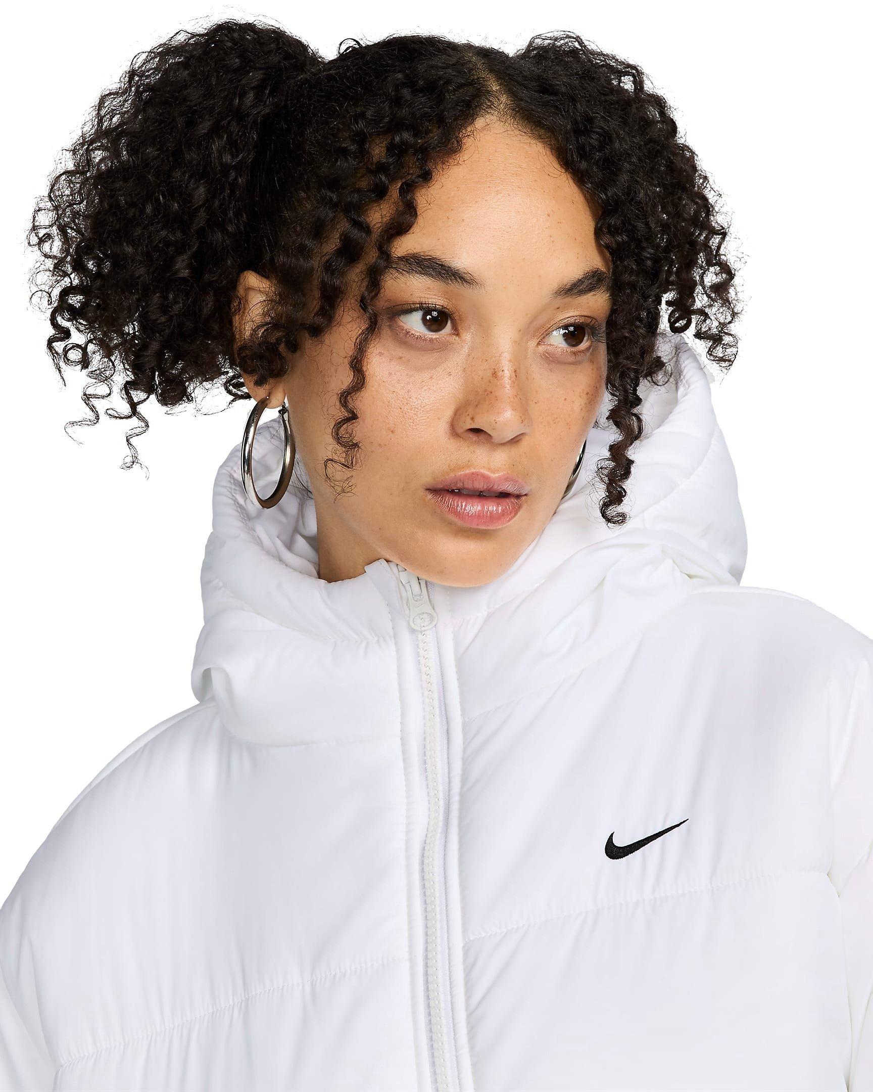 Nike Women's Sportswear Classic Puffer Therma-FIT Loose Hooded Jacket - WHITE Thumbnail View 4