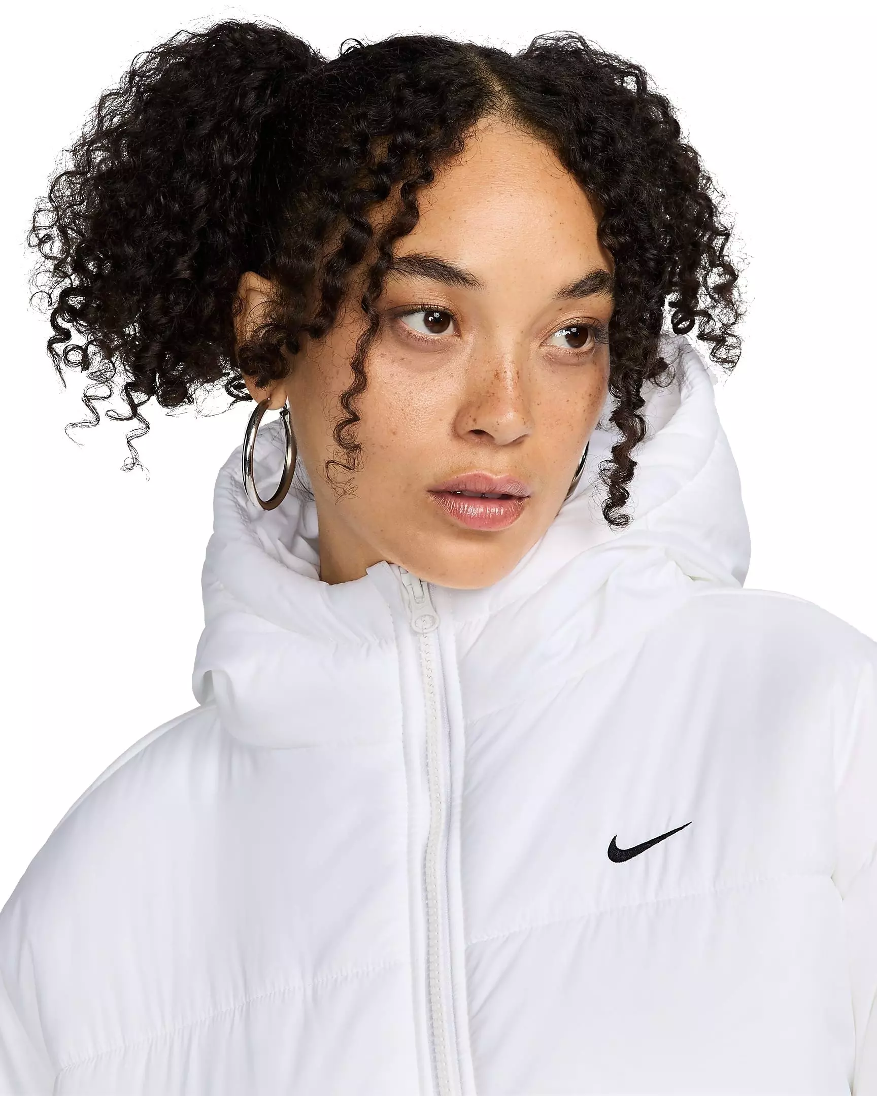 Nike Women's Sportswear Classic Puffer Therma-FIT Loose Hooded Jacket - WHITE