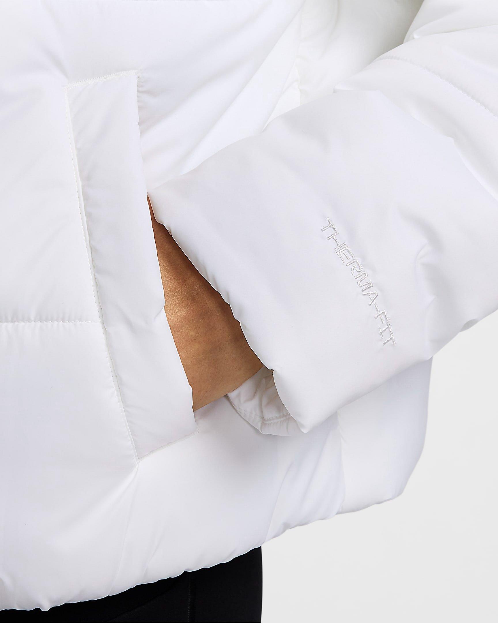 Nike Women's Sportswear Classic Puffer Therma-FIT Loose Hooded Jacket - WHITE Thumbnail View 5