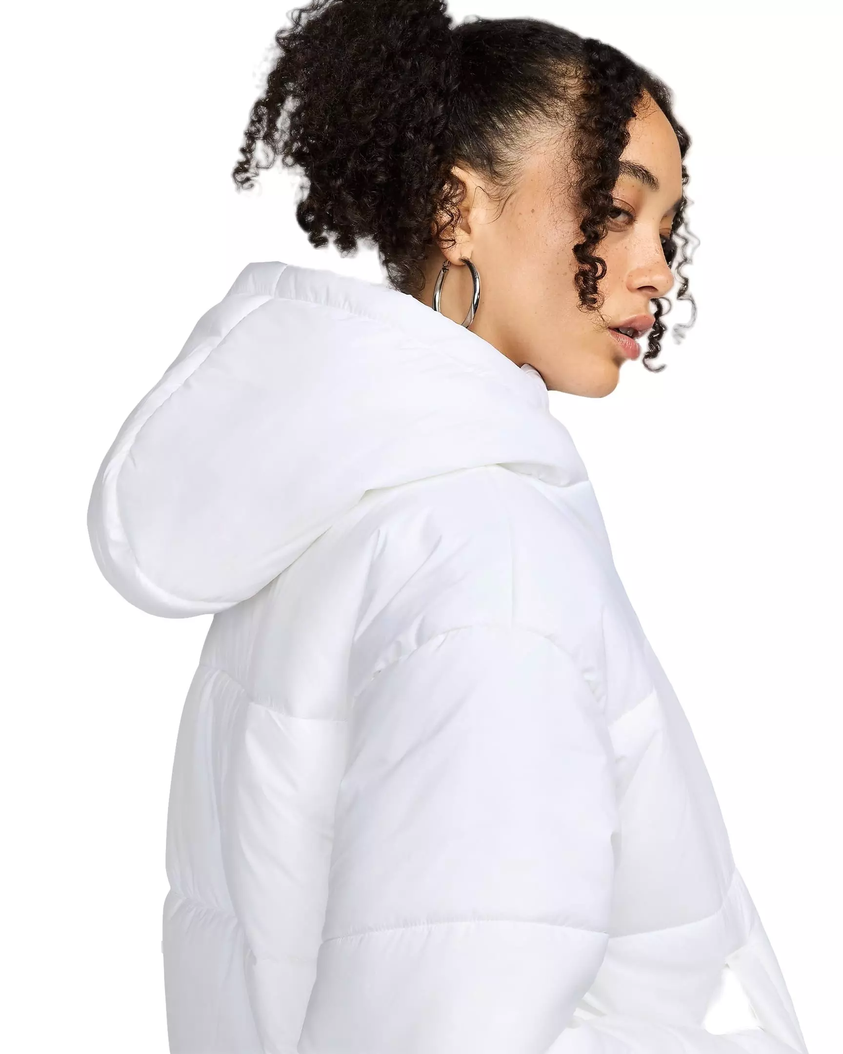 Nike Women's Sportswear Classic Puffer Therma-FIT Loose Hooded Jacket - WHITE