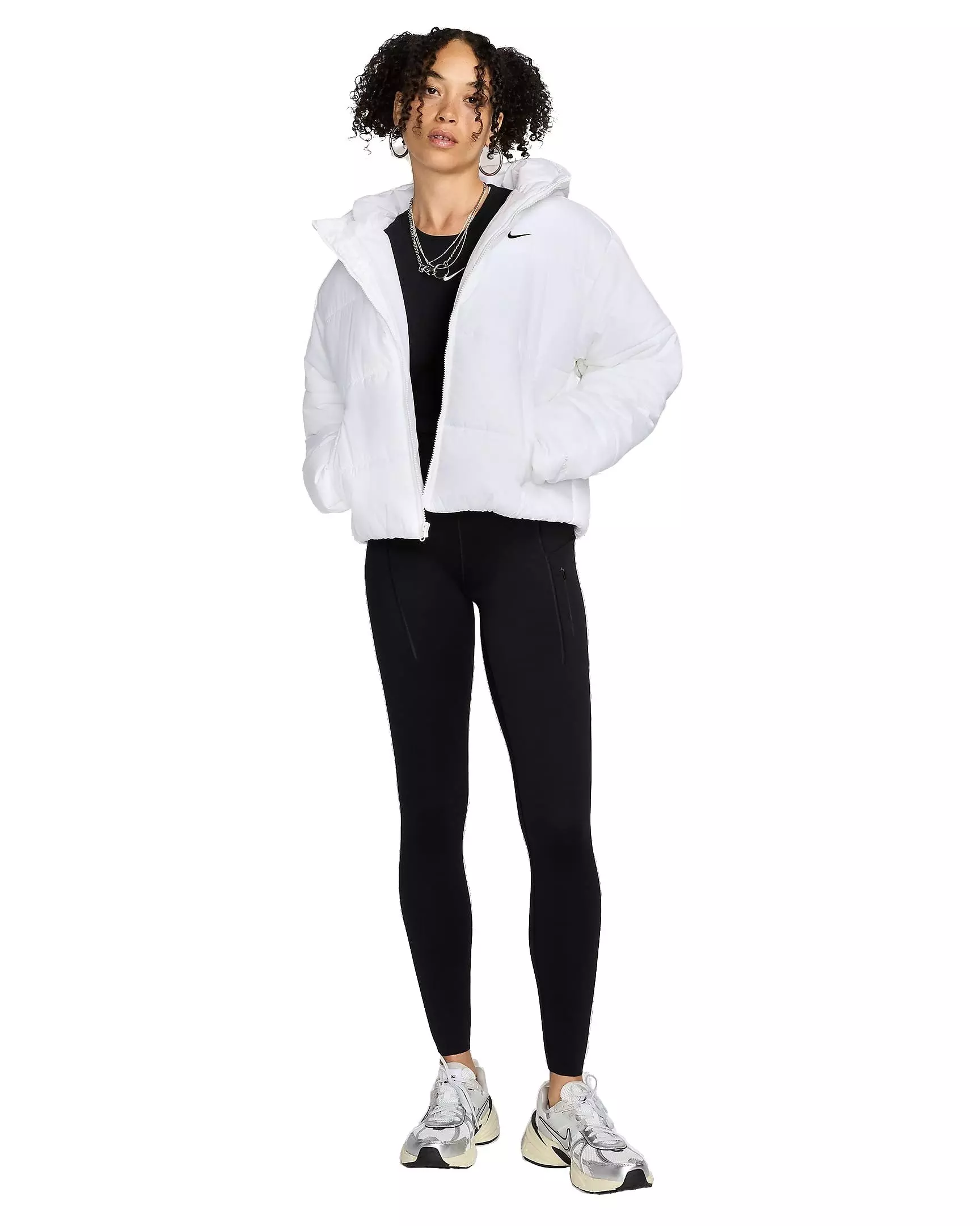 Nike Women's Sportswear Classic Puffer Therma-FIT Loose Hooded Jacket - WHITE