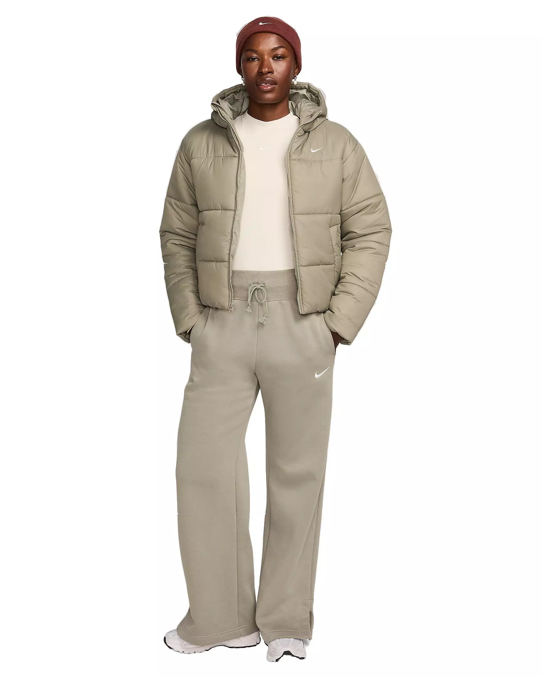 Nike Women's Sportswear Classic Puffer Therma-FIT Loose Hooded Jacket - LT ARMY GREEN