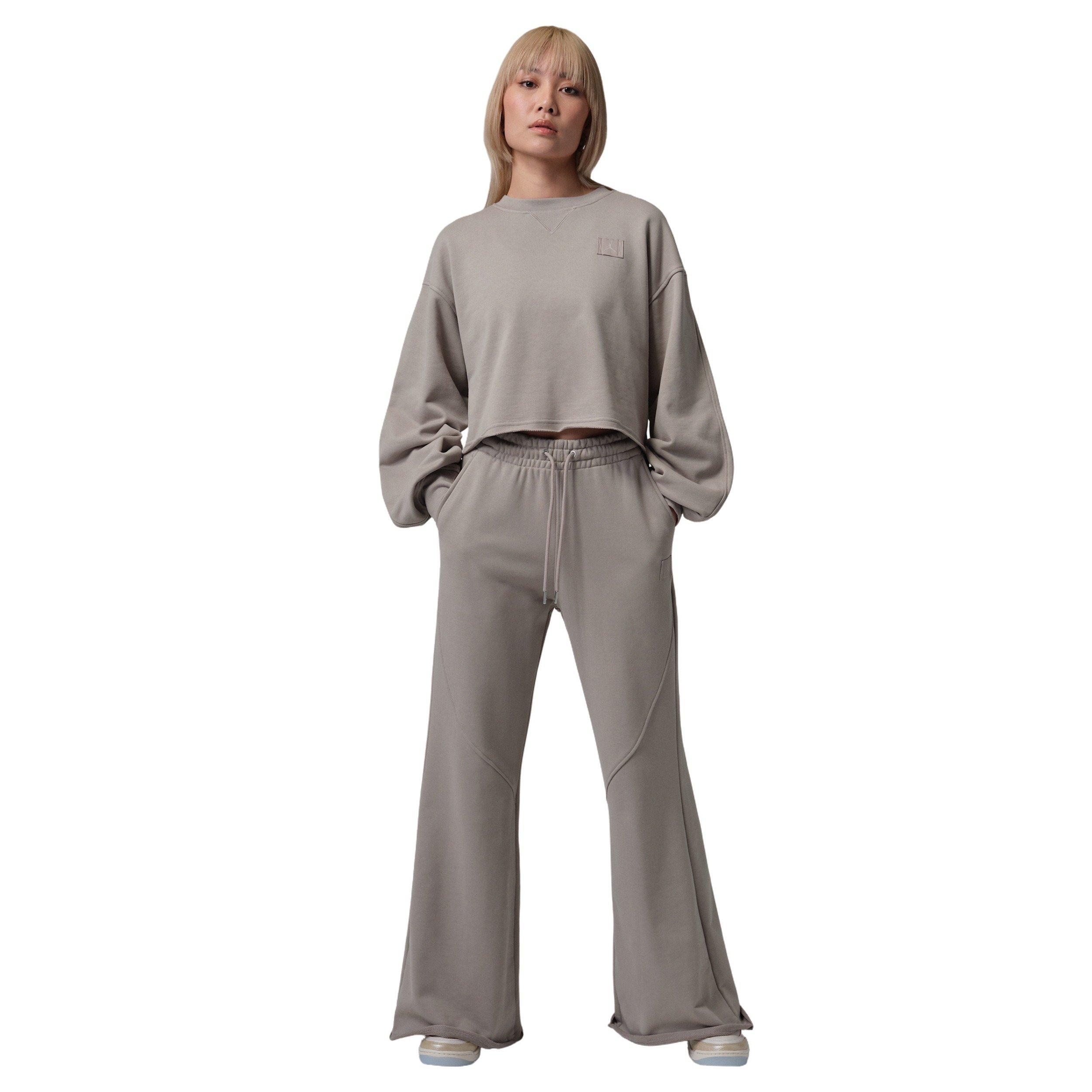 Jordan Women's Flared French Terry Fleece Pants - Stone - STONE Thumbnail View 4
