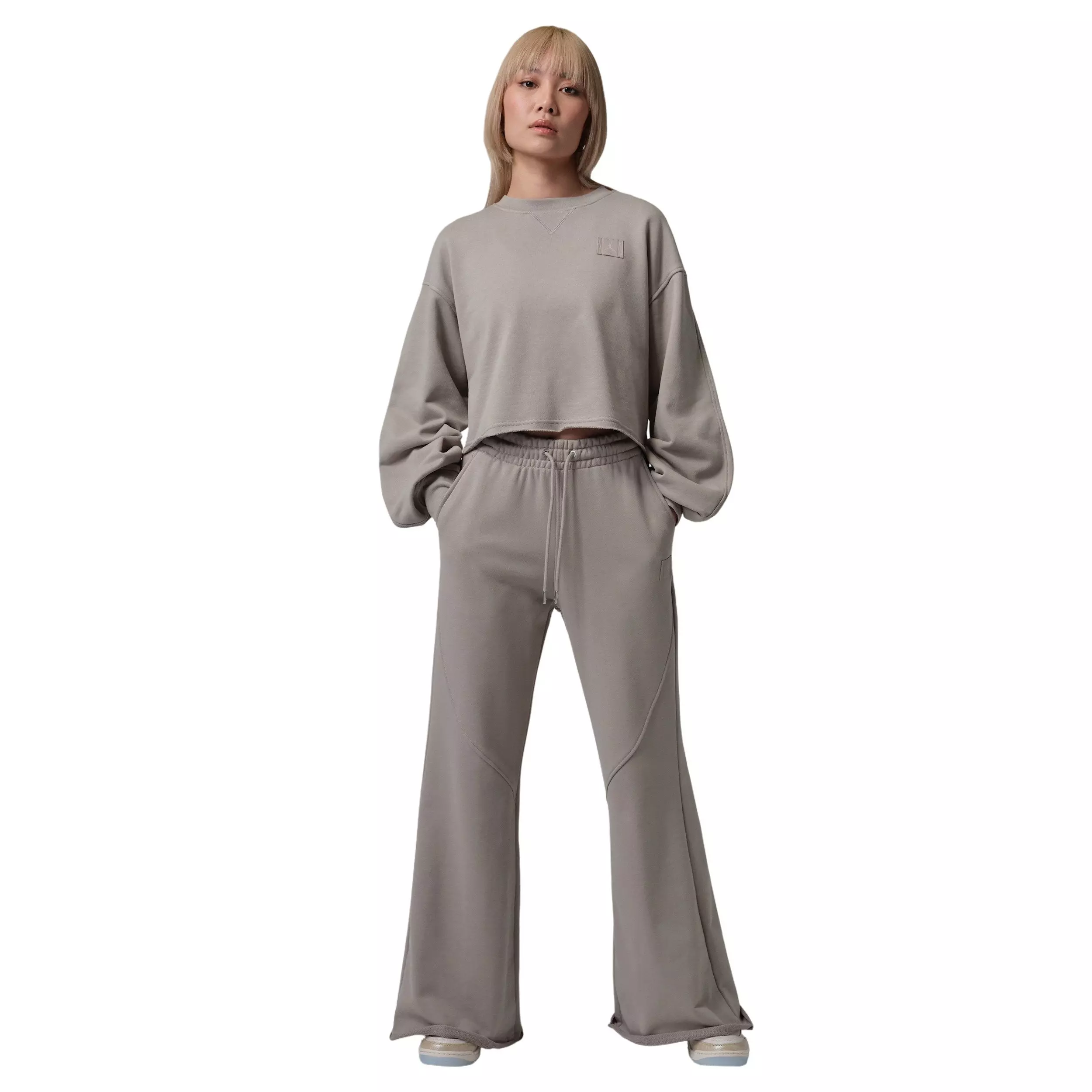 Jordan Women's Flared French Terry Fleece Pants - Stone - STONE