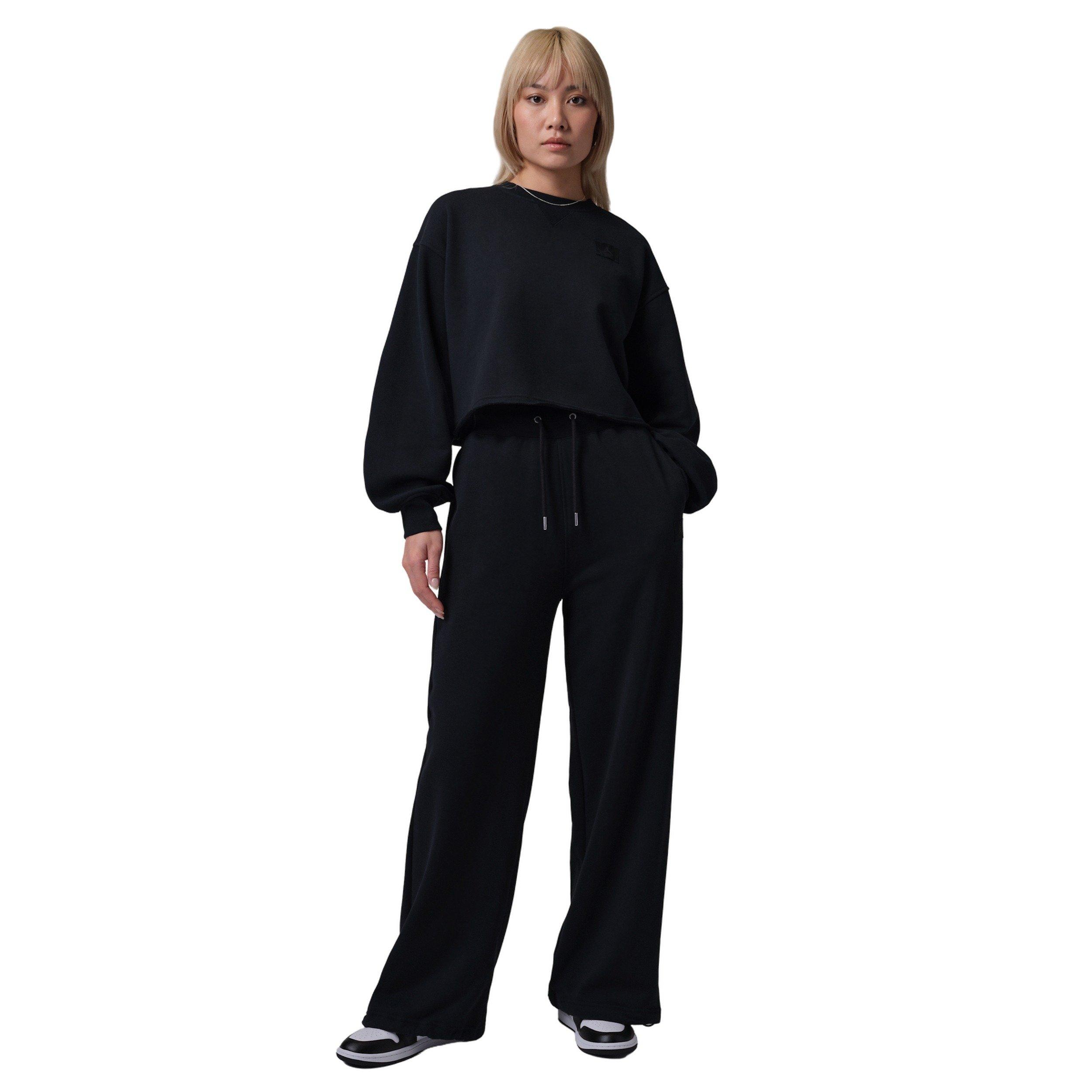 Jordan Women's Flight Fleece Mod-Crop Crew-Neck Sweatshirt -Black - BLACK Thumbnail View 5