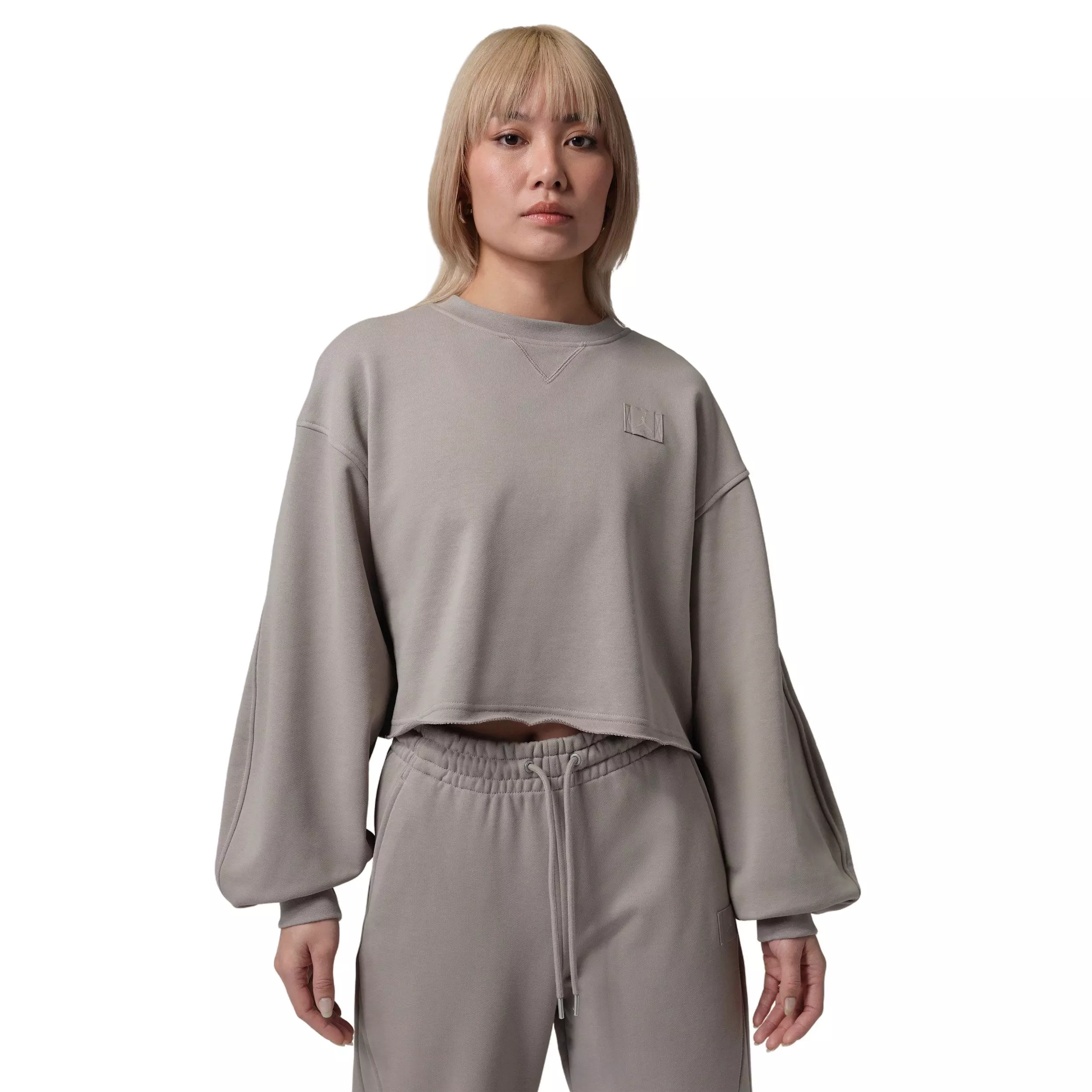 Jordan Women's Flight Fleece Mod-Crop Crew-Neck Sweatshirt - Stone - STONE