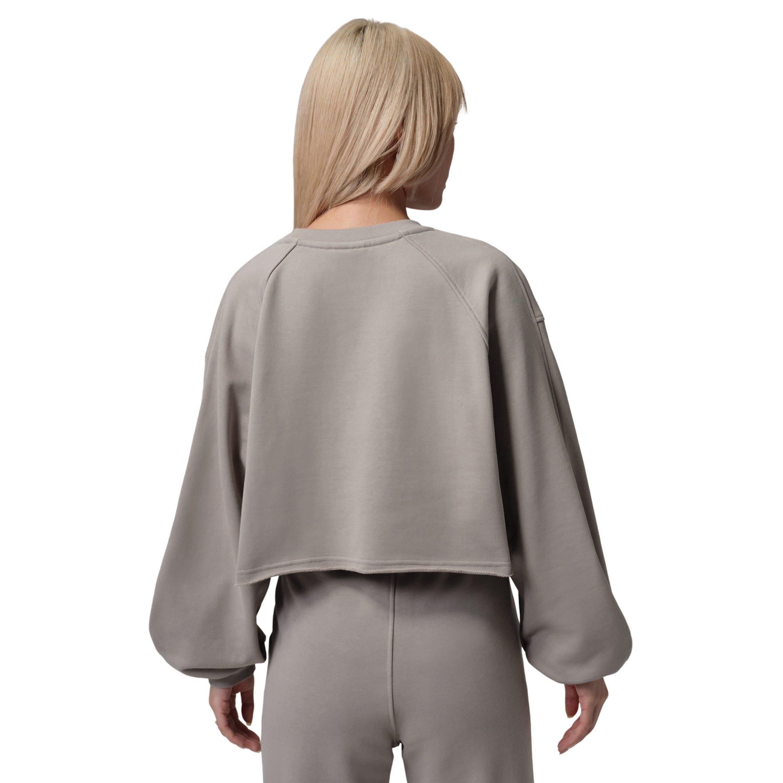 Jordan Women's Flight Fleece Mod-Crop Crew-Neck Sweatshirt - Stone - STONE Thumbnail View 2