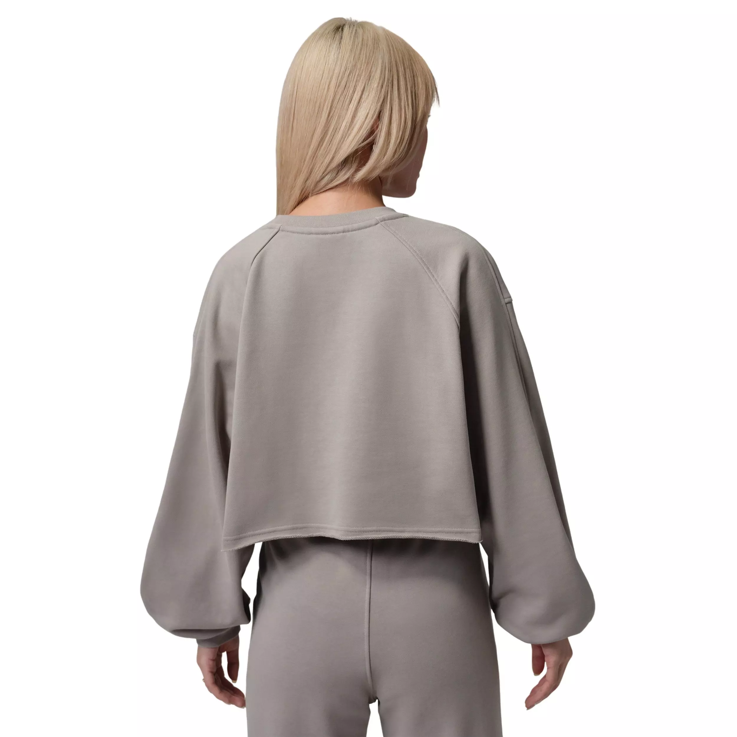 Jordan Women's Flight Fleece Mod-Crop Crew-Neck Sweatshirt -Stone - STONE