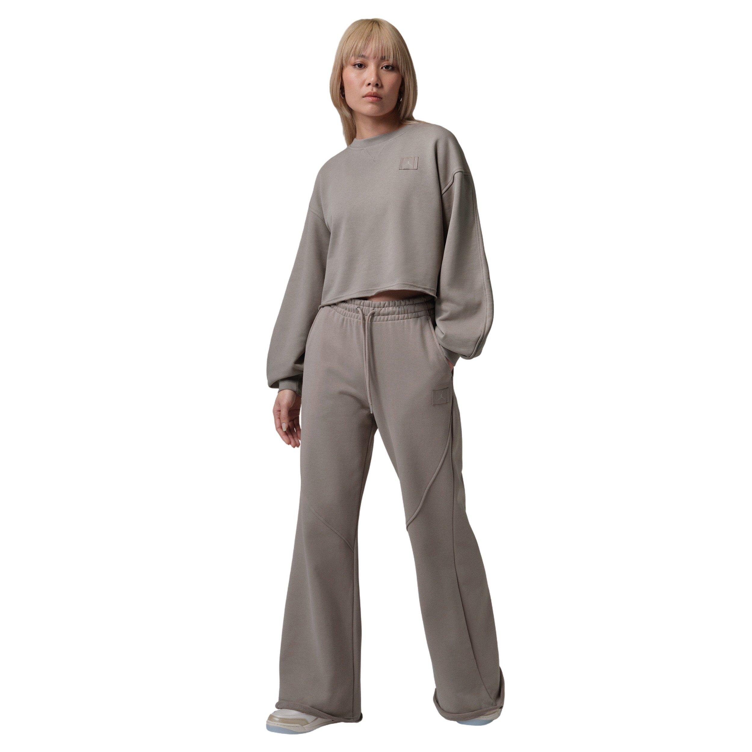 Jordan Women's Flight Fleece Mod-Crop Crew-Neck Sweatshirt - Stone - STONE Thumbnail View 5