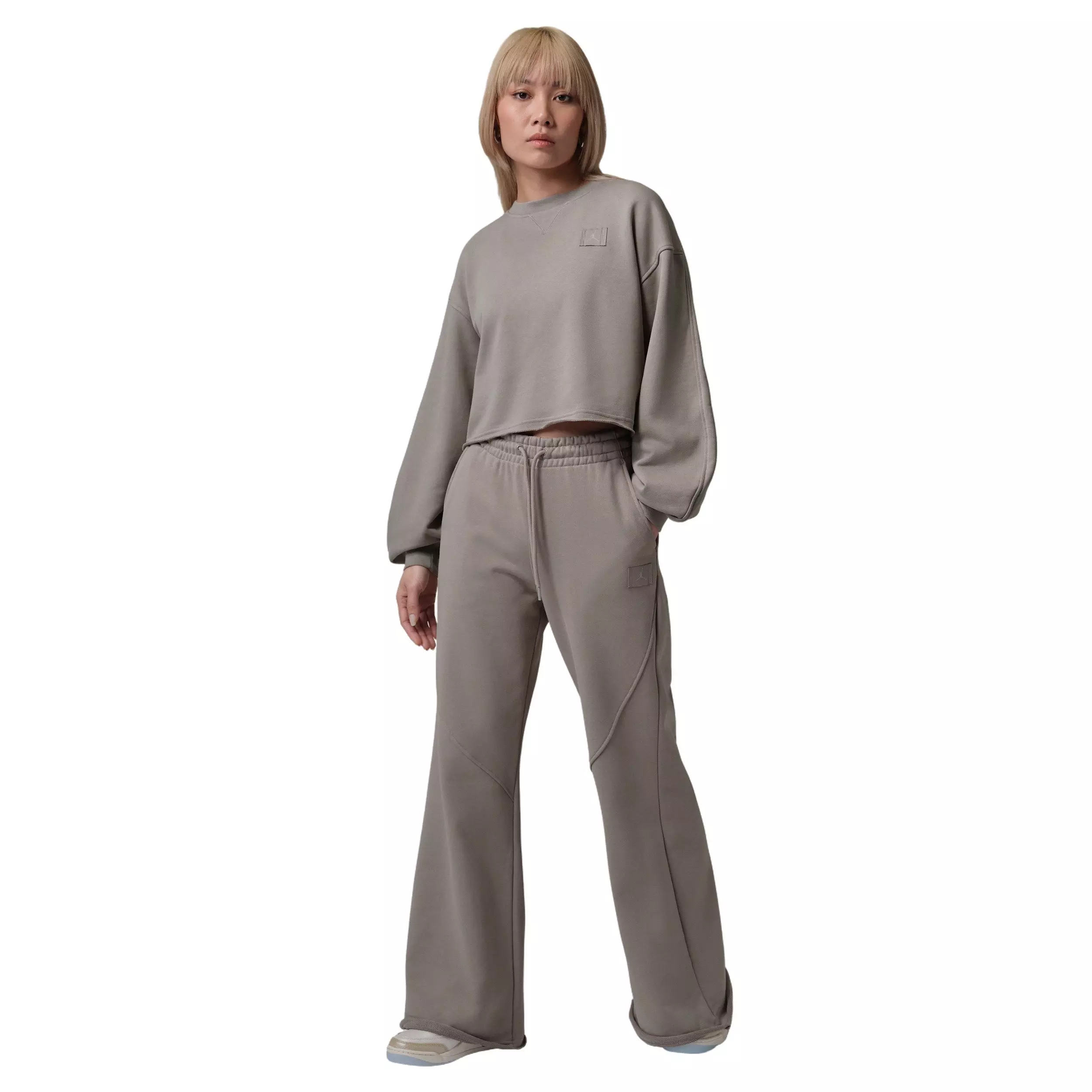 Jordan Women's Flight Fleece Mod-Crop Crew-Neck Sweatshirt - Stone - STONE