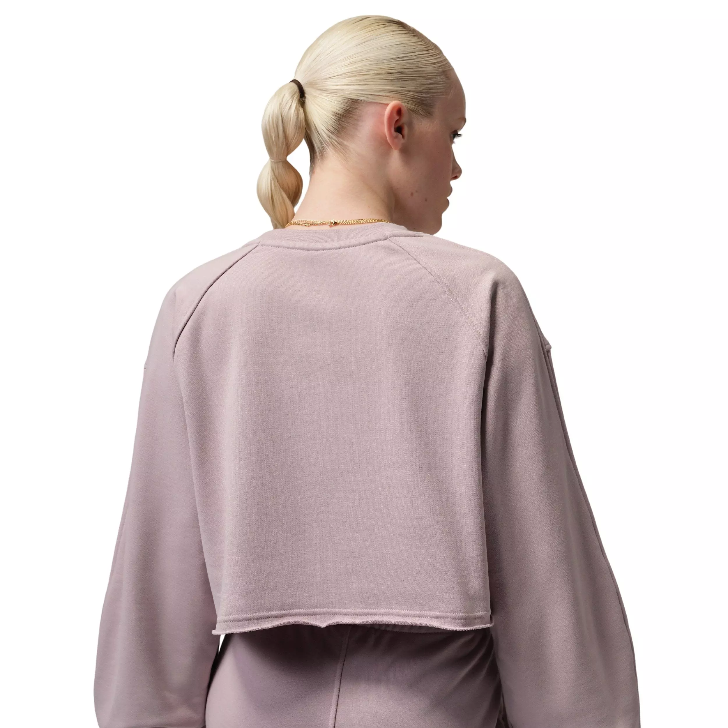 Jordan Women's Flight Fleece Mod-Crop Crew-Neck Sweatshirt -Rose - ROSE