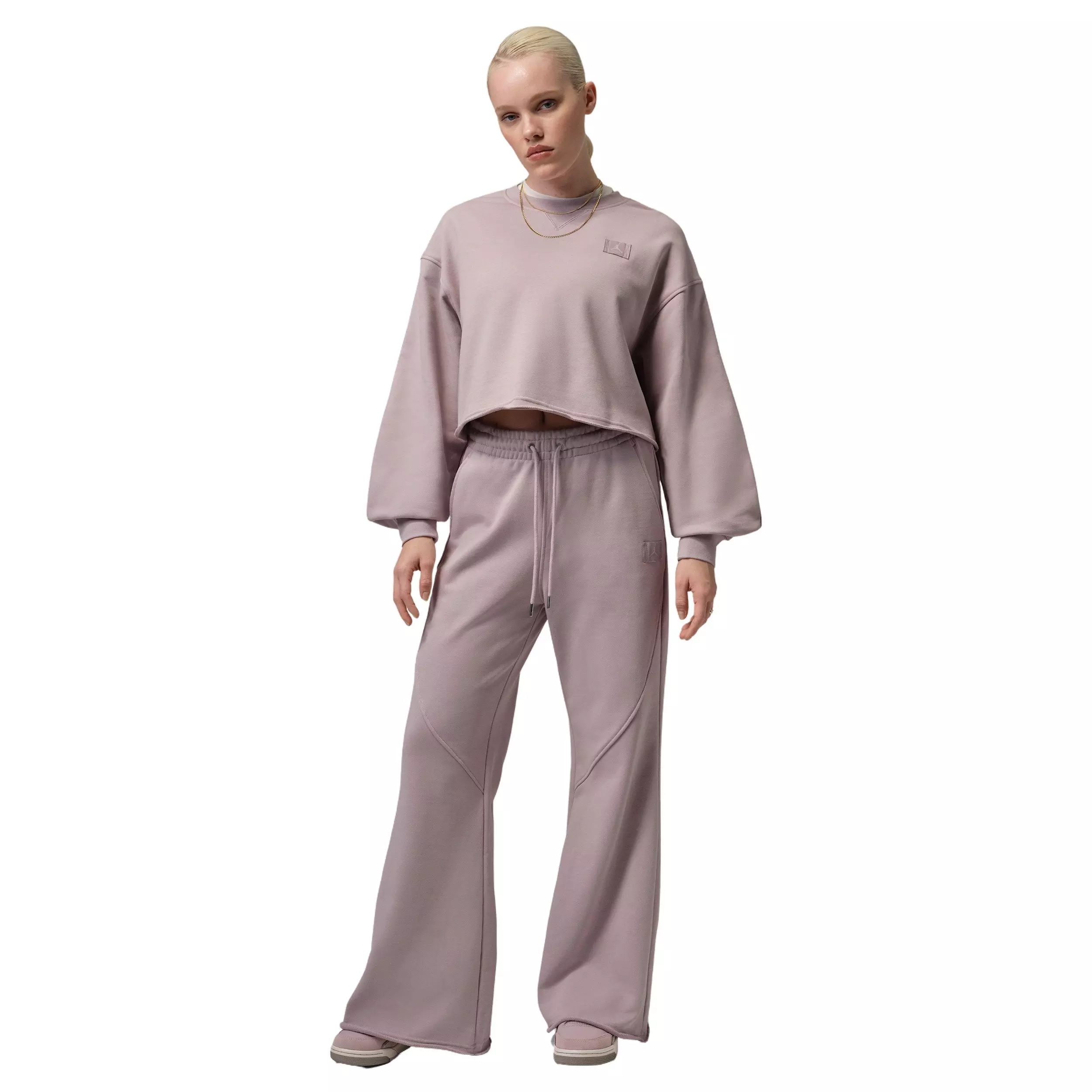 Jordan Women's Flight Fleece Mod-Crop Crew-Neck Sweatshirt - Rose - ROSE