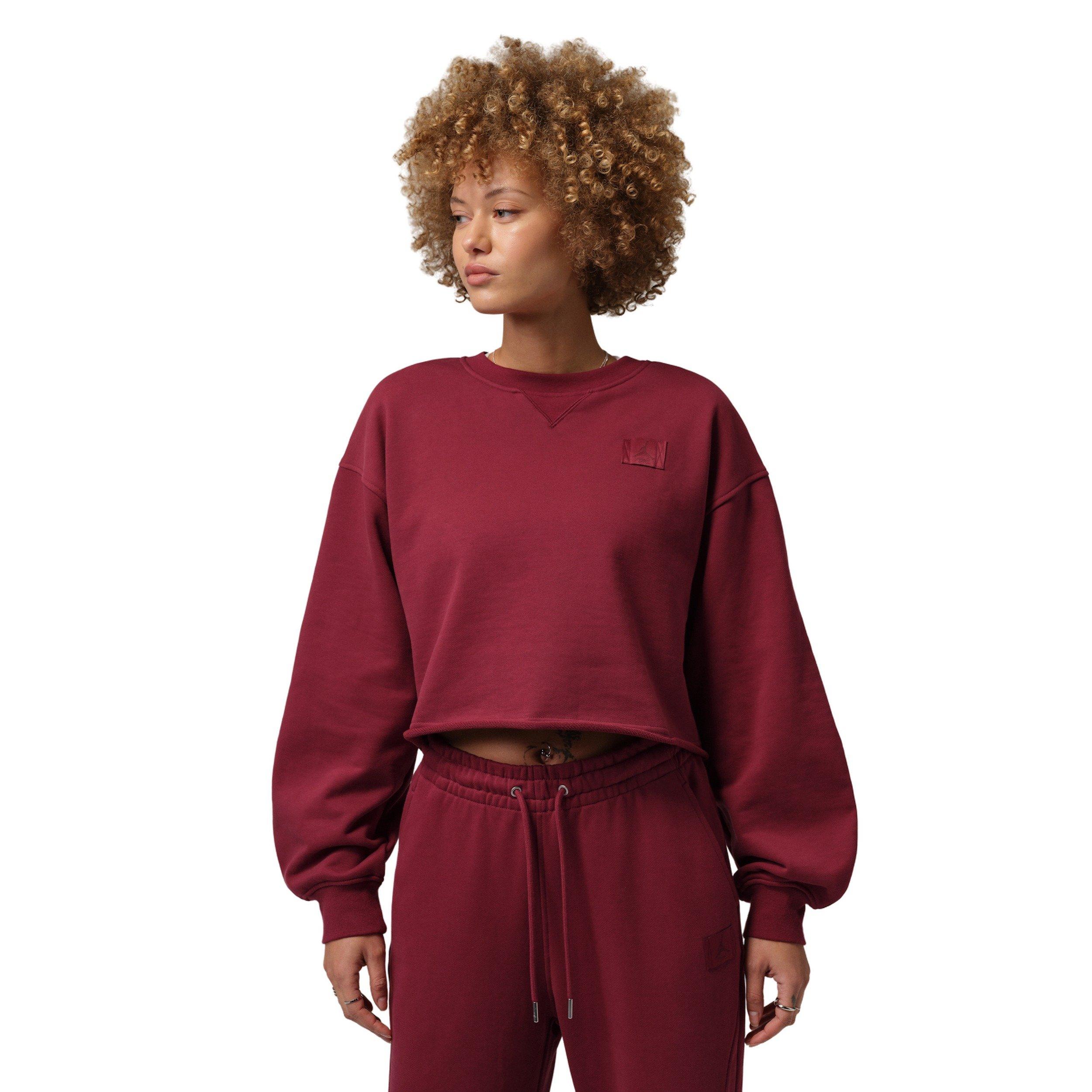 Jordan Women's Flight Fleece Mod-Crop Crew-Neck Sweatshirt -Red - RED Thumbnail View 1