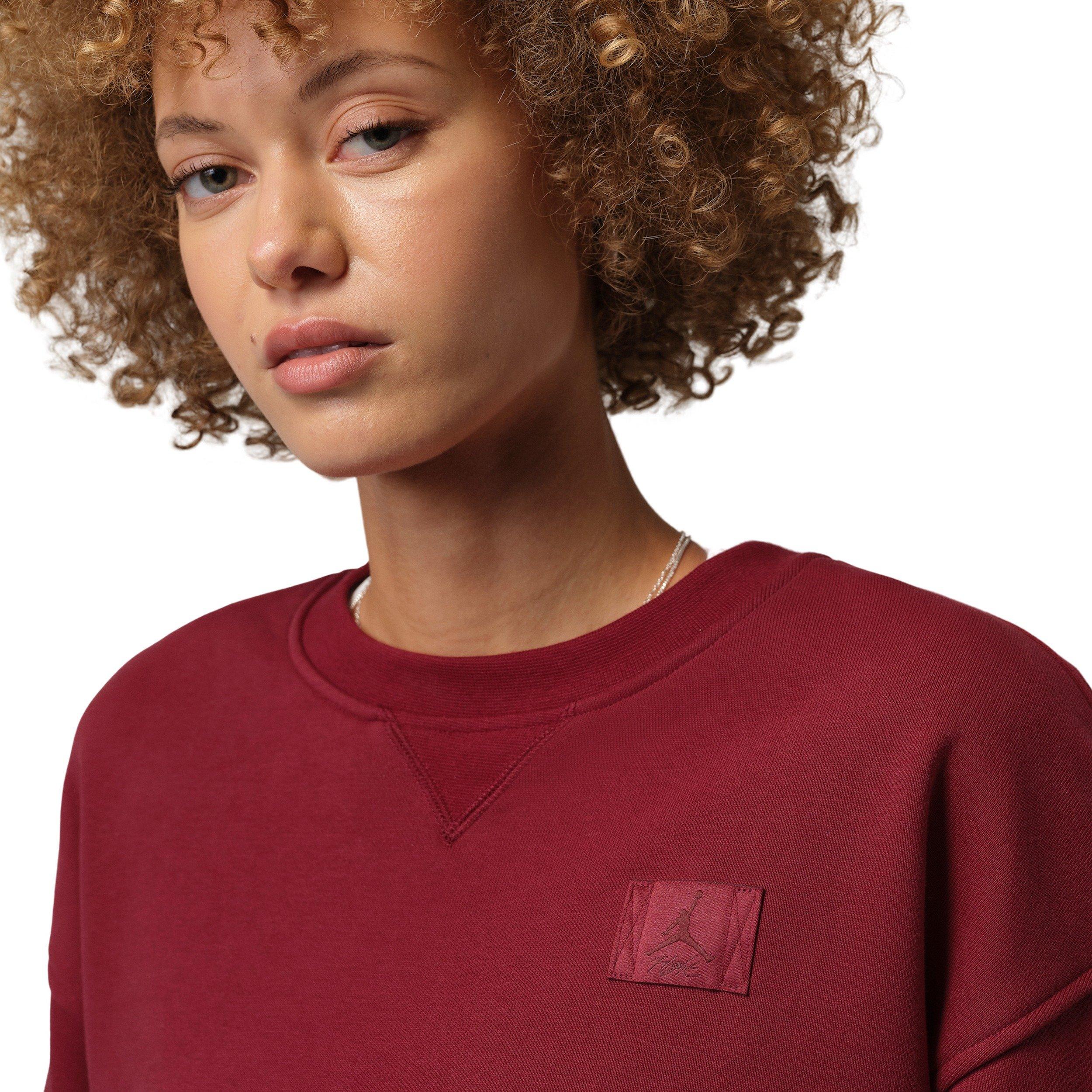 Jordan Women's Flight Fleece Mod-Crop Crew-Neck Sweatshirt - Red - RED Thumbnail View 3