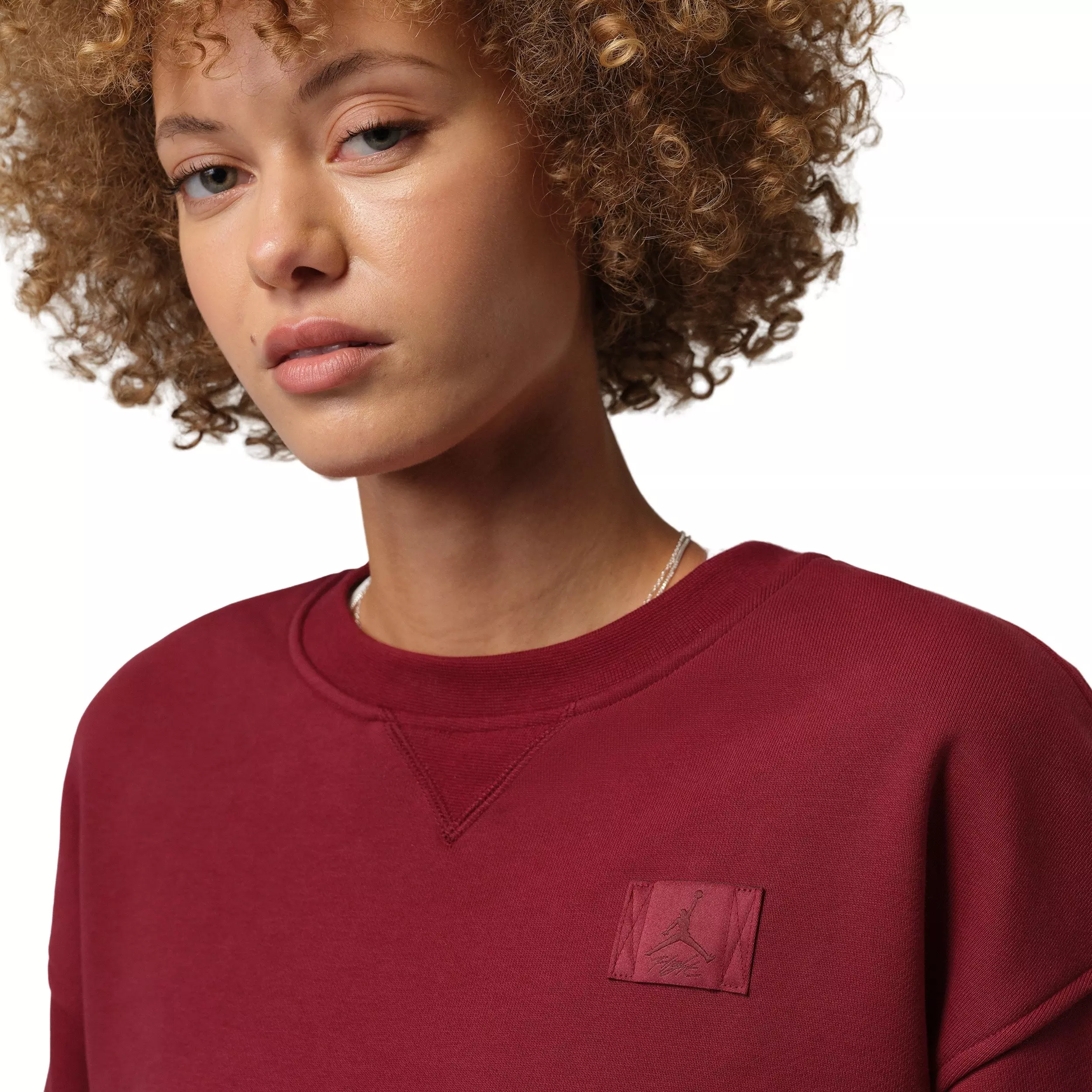 Jordan Women's Flight Fleece Mod-Crop Crew-Neck Sweatshirt - Red - RED