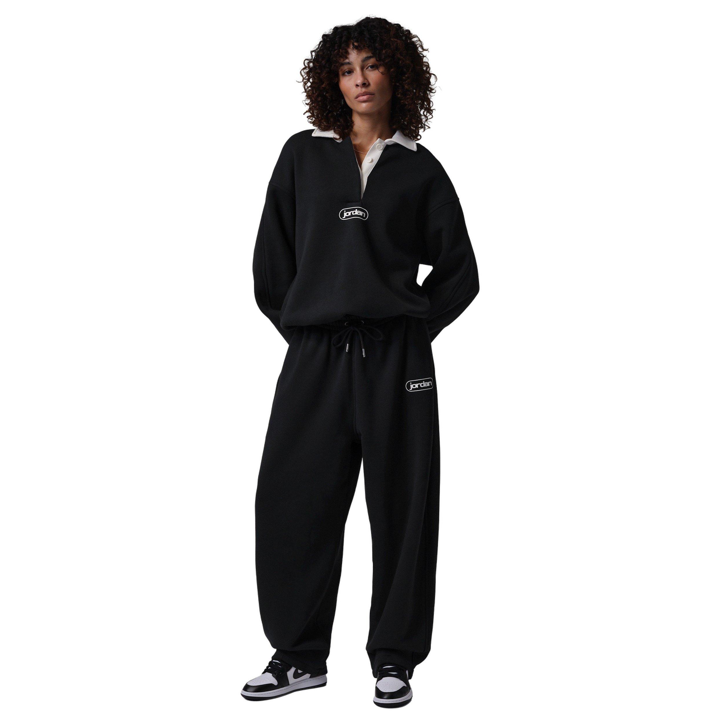 Jordan Women's Flight Fleece Rugby Top -Black - BLACK Thumbnail View 5
