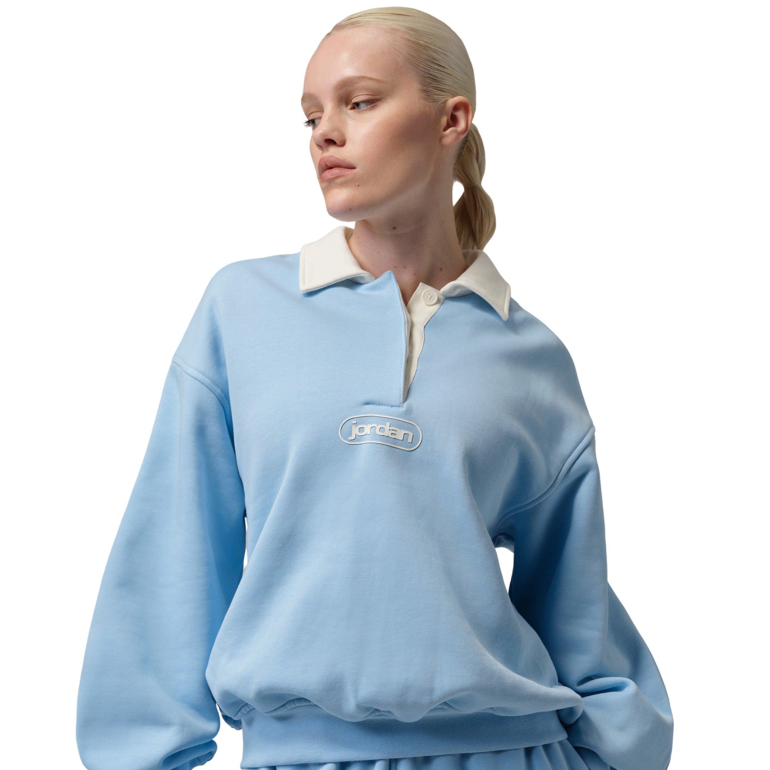 Jordan Women's Flight Fleece Rugby Top -Blue - BLUE Thumbnail View 1