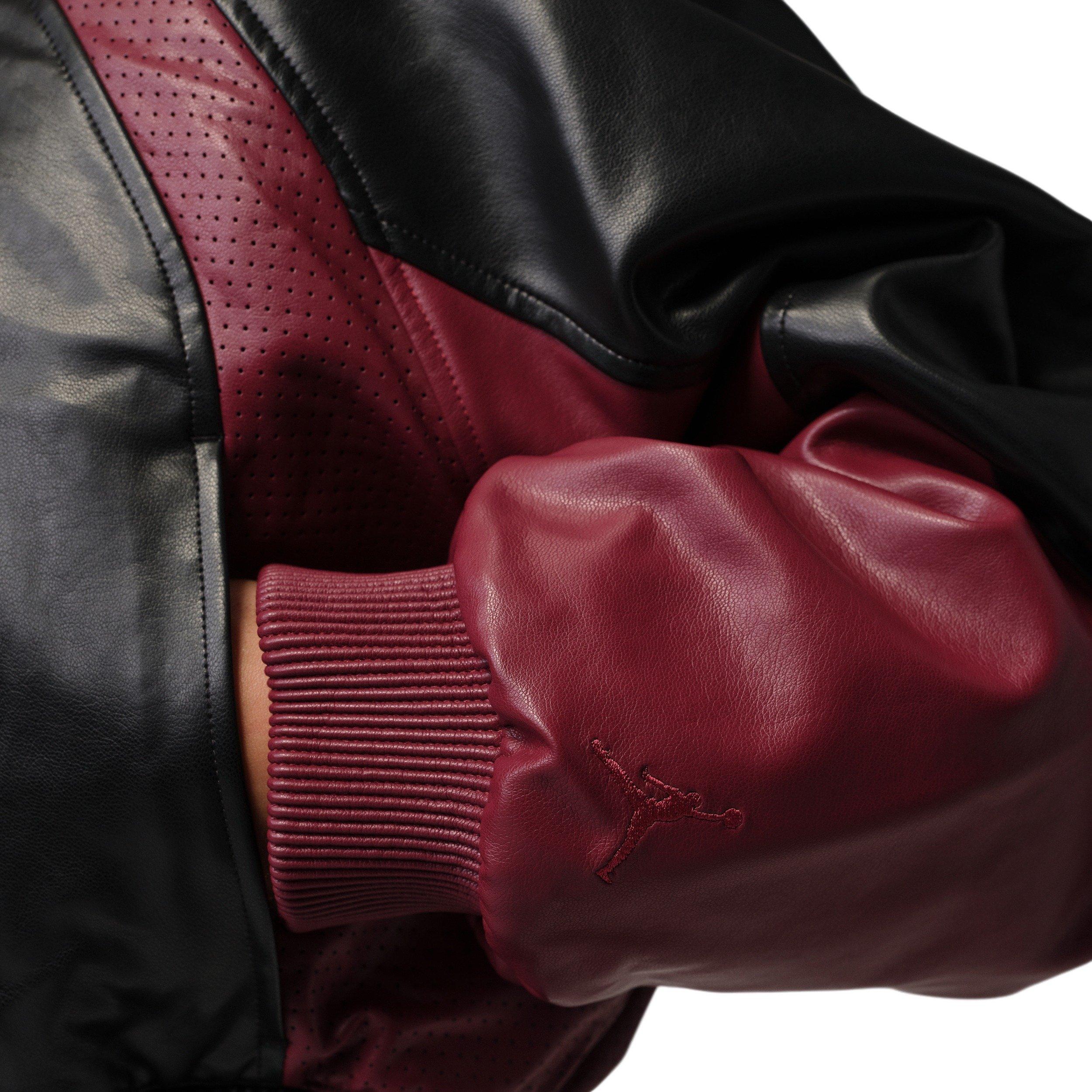 Jordan Women's Flight Crop Faux Leather Jacket -Black/Red - BLACK/RED Thumbnail View 4