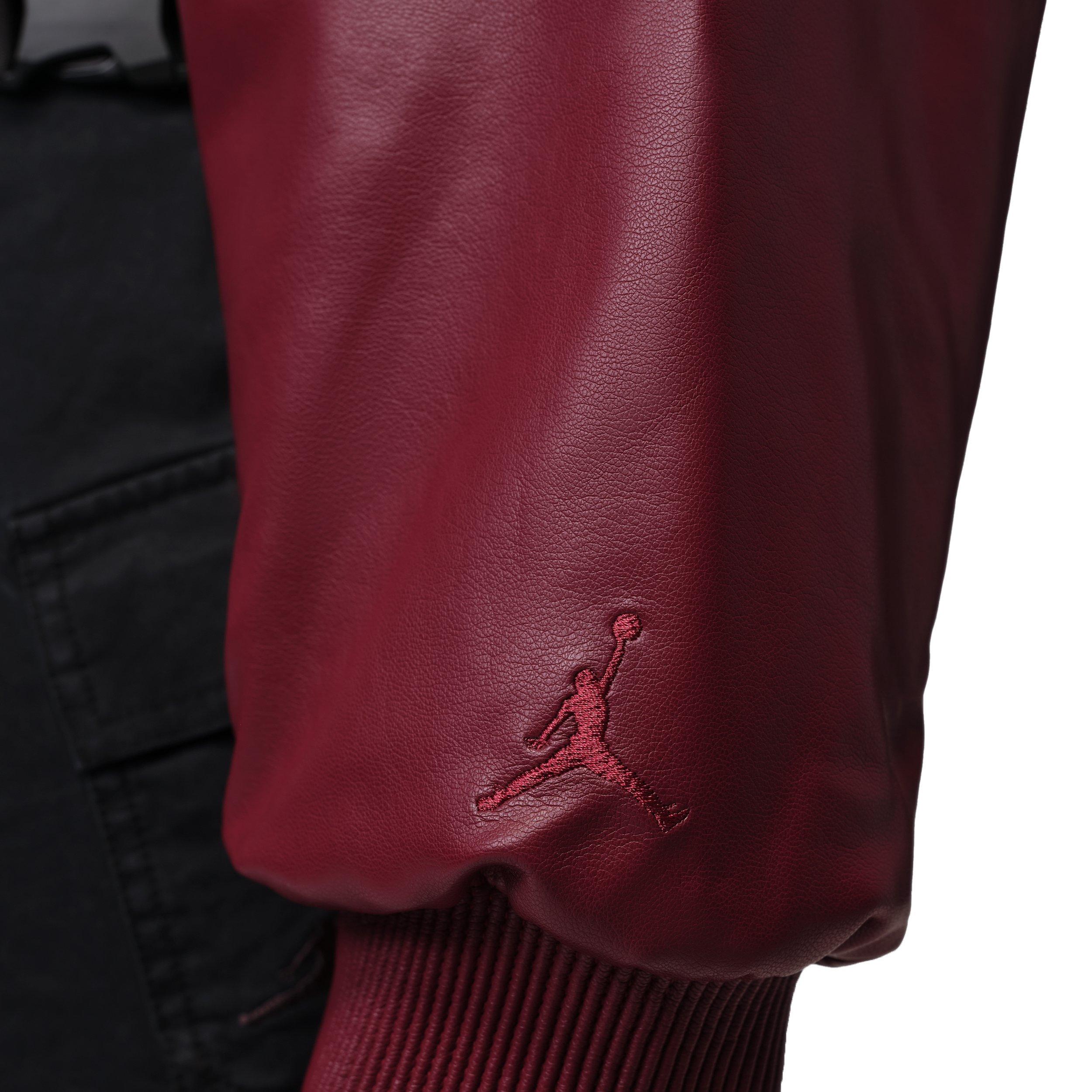 Jordan Women's Flight Crop Faux Leather Jacket - Black/Red - BLACK/RED Thumbnail View 5