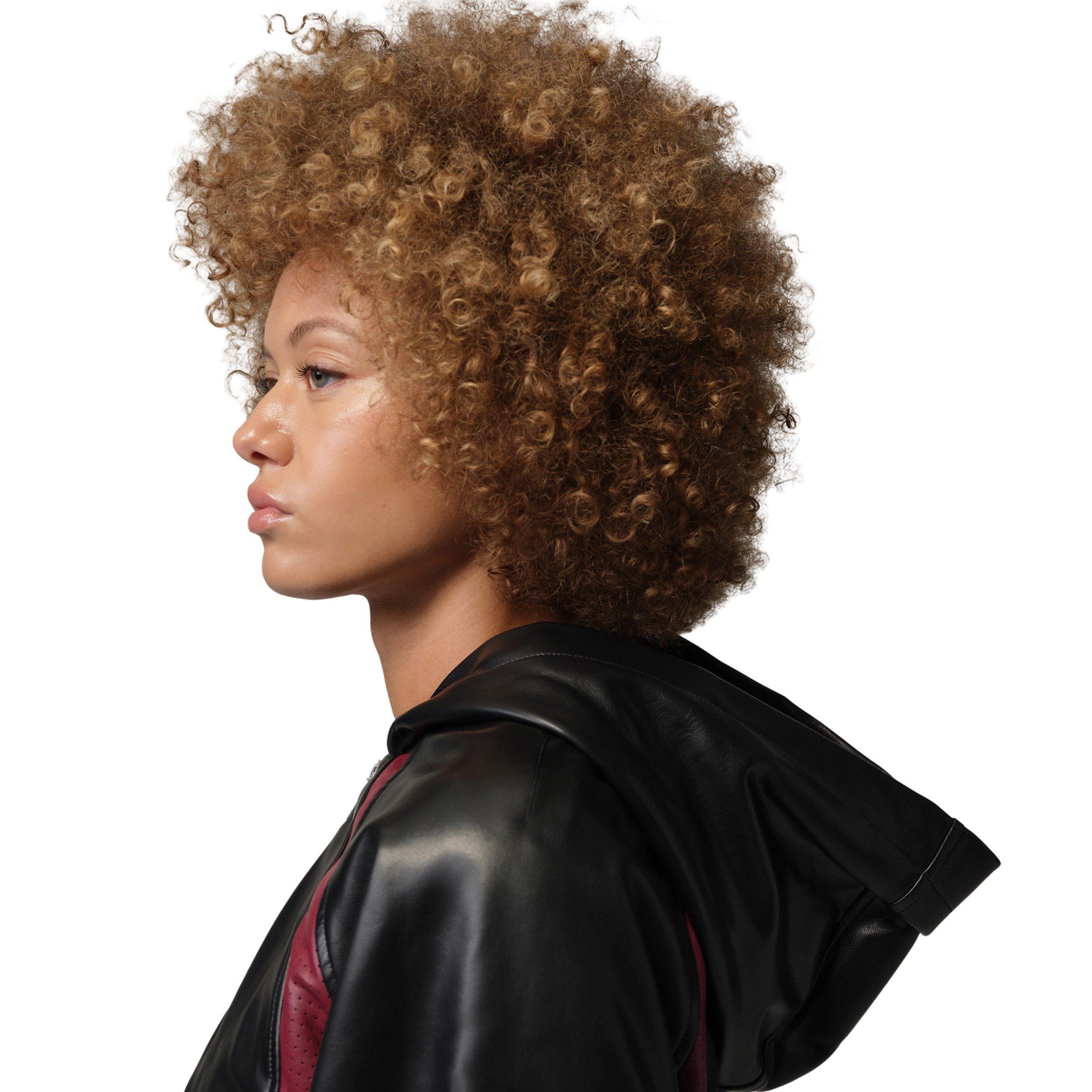 Jordan Women's Flight Crop Faux Leather Jacket - Black/Red - BLACK/RED Thumbnail View 6