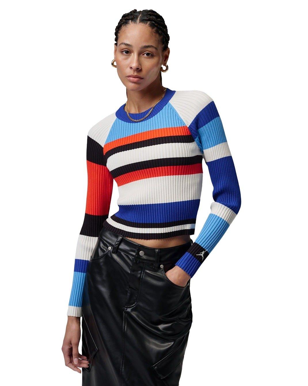 Jordan Women's Flight Long-Sleeve Striped Sweater - BLUE/MULTI Thumbnail View 1