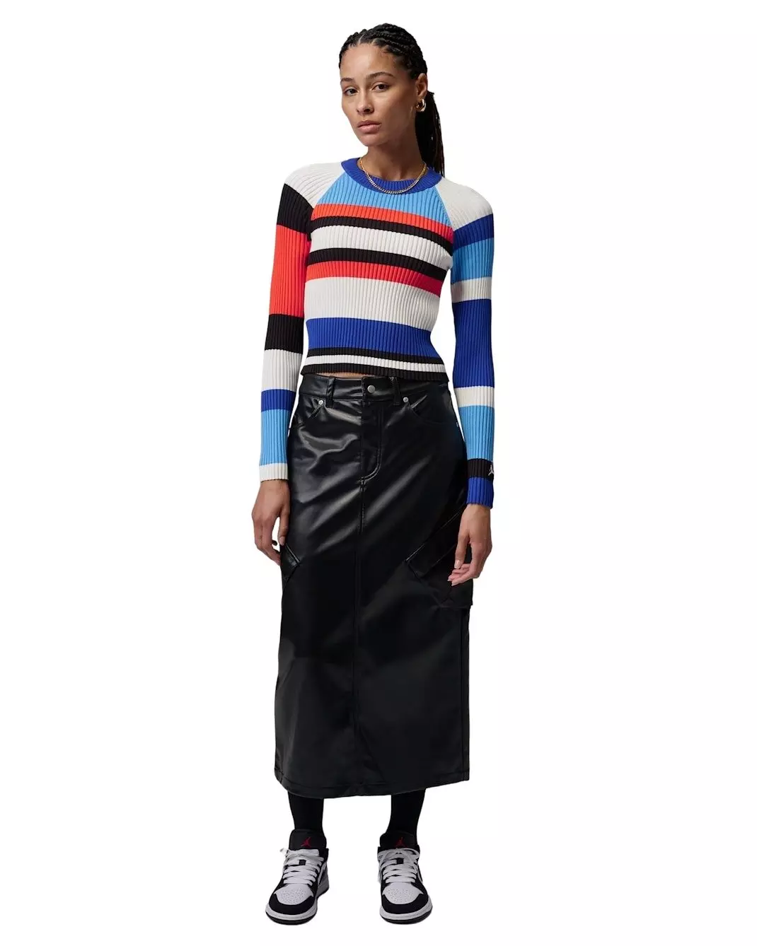 Jordan Women's Flight Long-Sleeve Striped Sweater - BLUE/MULTI