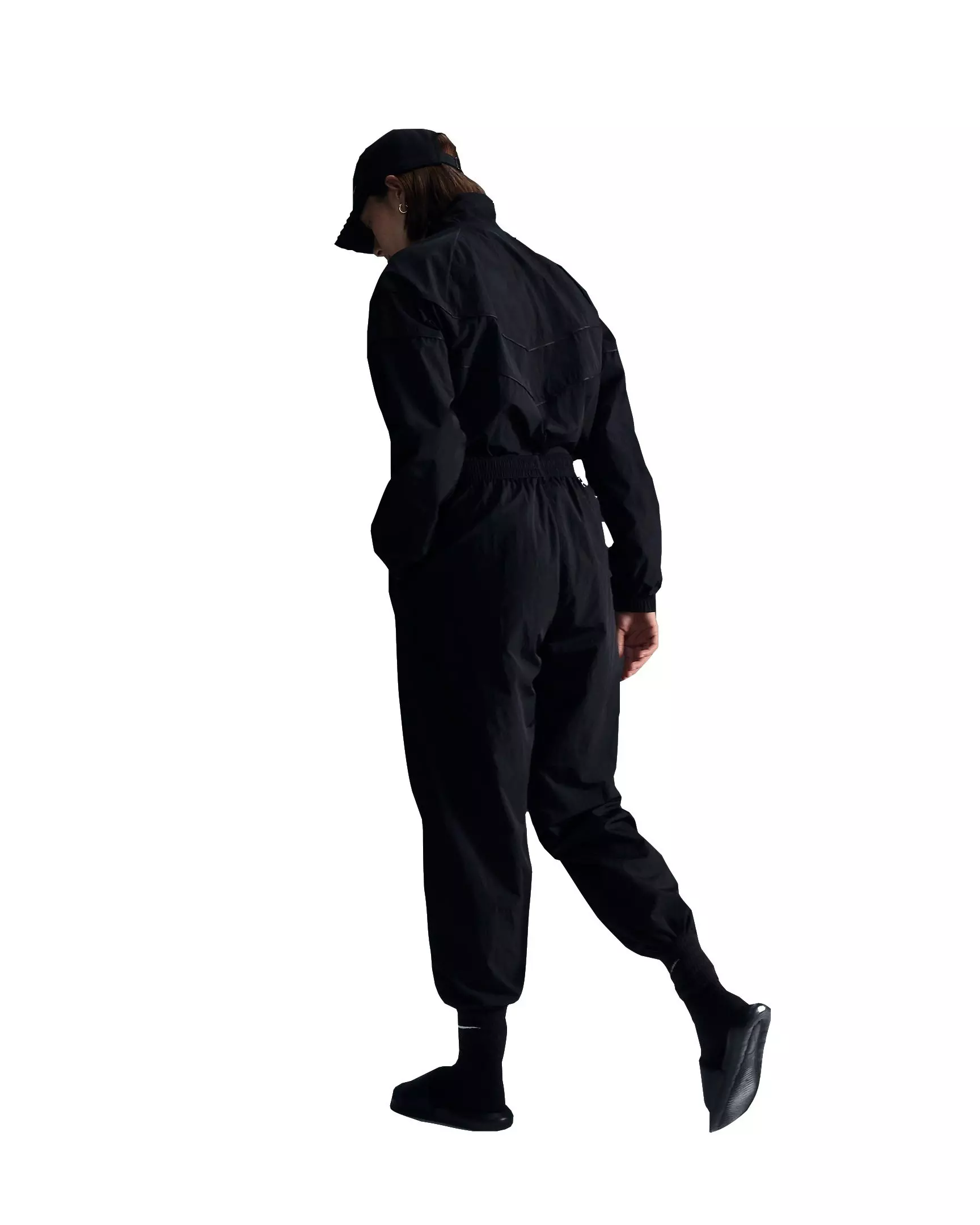 Nike Women's Sportswear Essential Mid-Rise Oversized Woven Joggers - BLACK