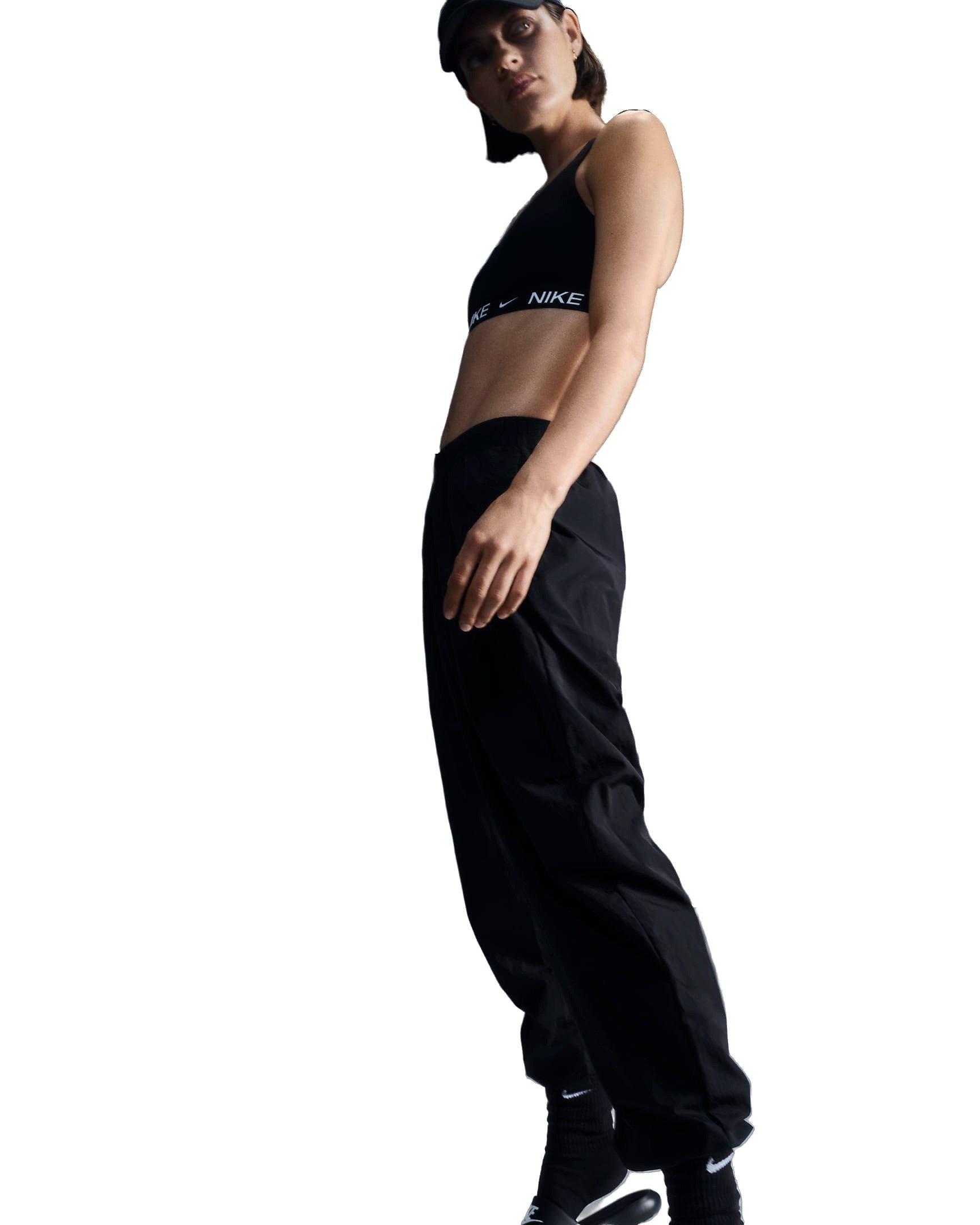 Nike Women's Sportswear Essential Mid-Rise Oversized Woven Joggers - BLACK Thumbnail View 4