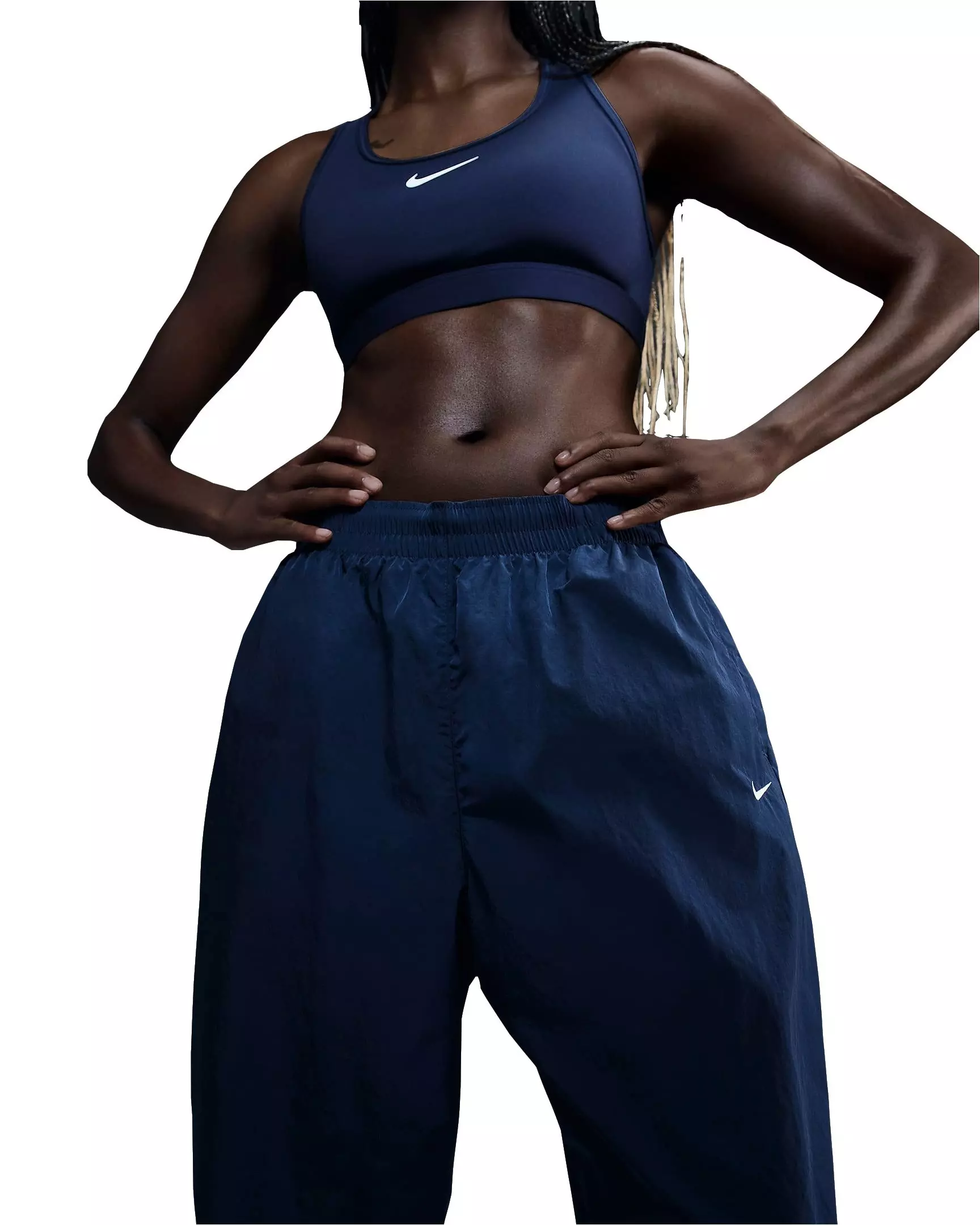 Nike Women's Sportswear Essential Mid-Rise Oversized Woven Joggers - BLUE