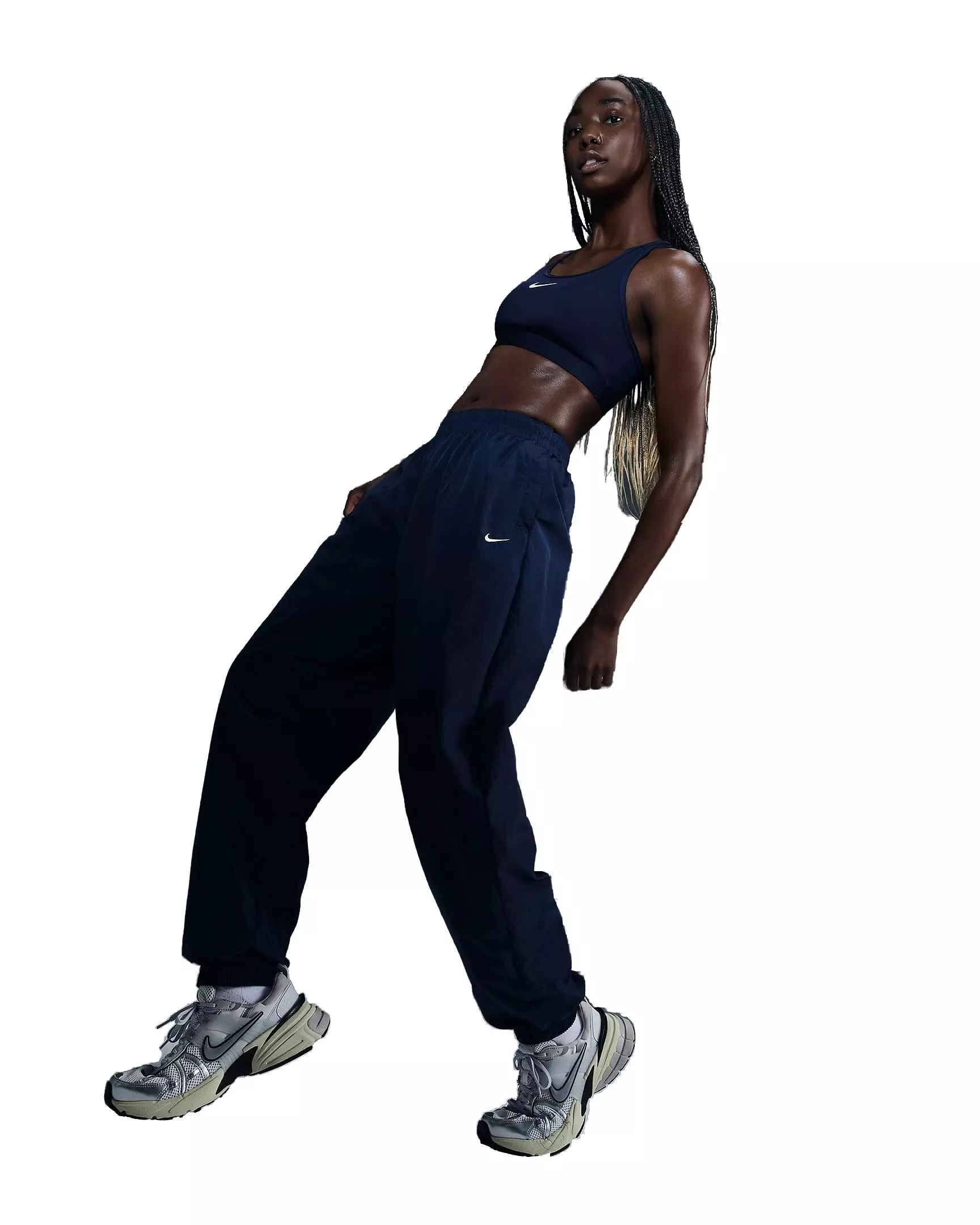 Nike Women's Sportswear Essential Mid-Rise Oversized Woven Joggers - BLUE