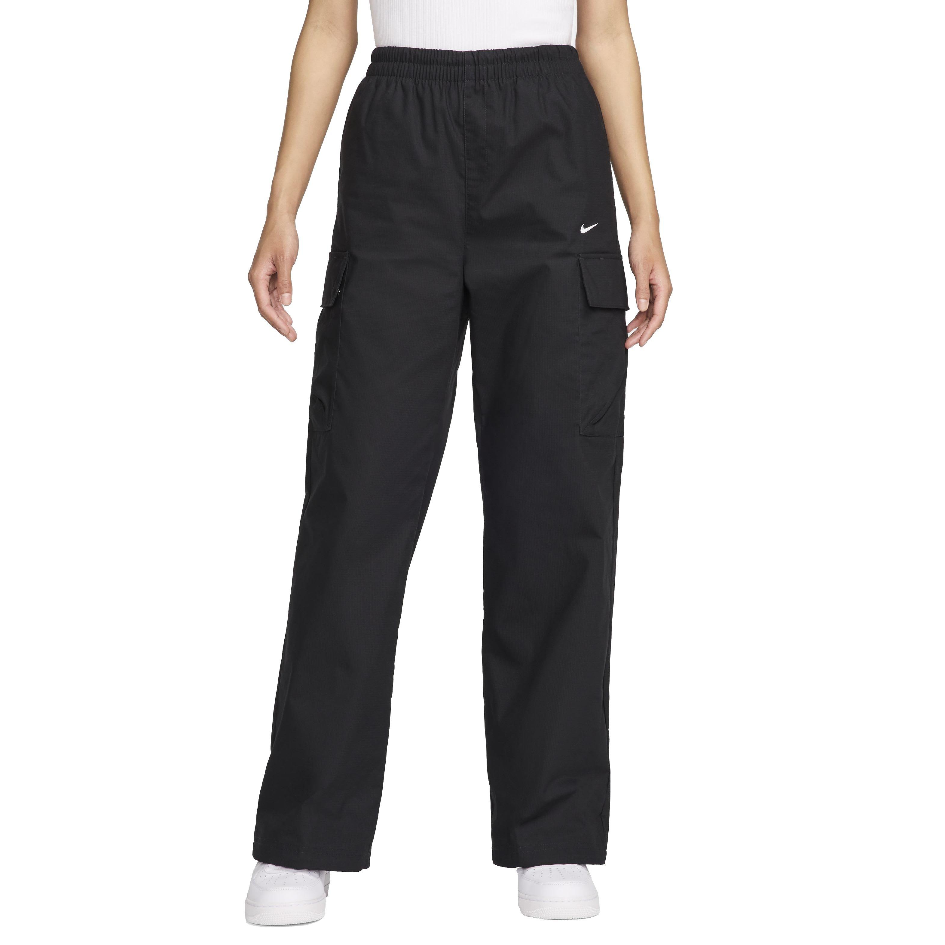 Nike Women's Sportswear Essential Woven Mid-Rise Stardard Cargo Pants - BLACK Thumbnail View 1