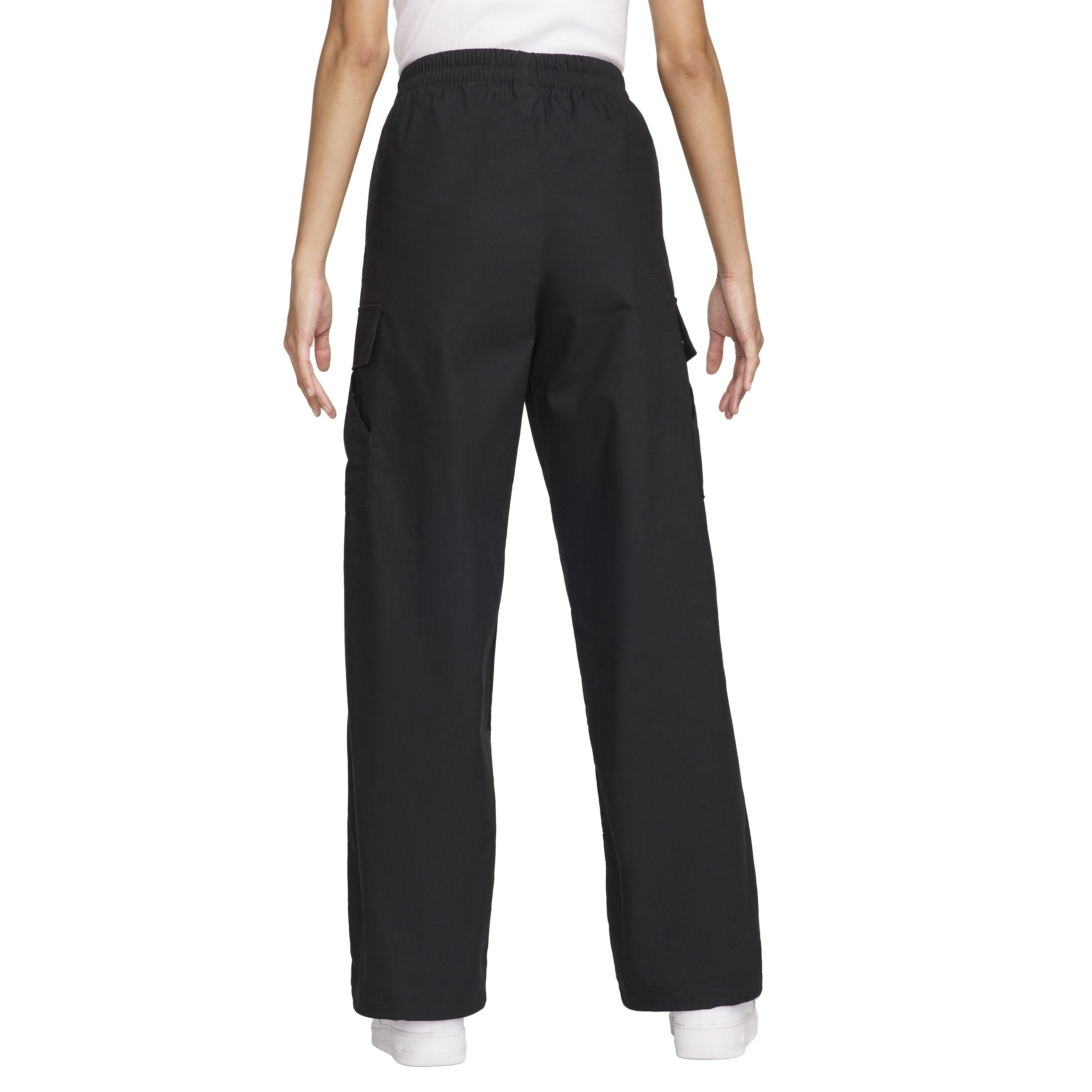 Nike Women's Sportswear Essential Woven Mid-Rise Stardard Cargo Pants - BLACK Thumbnail View 2