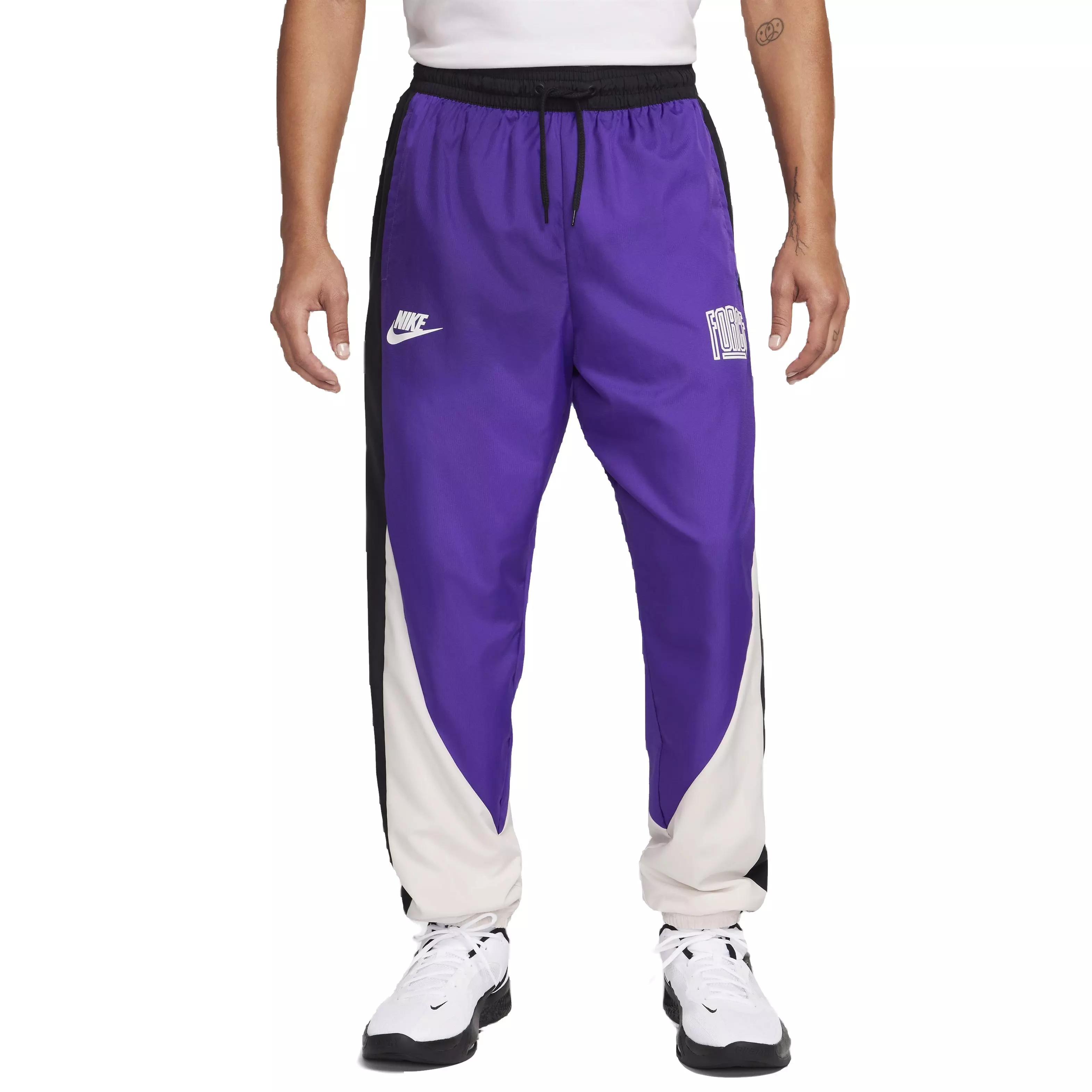 Nike Men's Starting 5 Woven Basketball Pants - PURPLE/WHITE