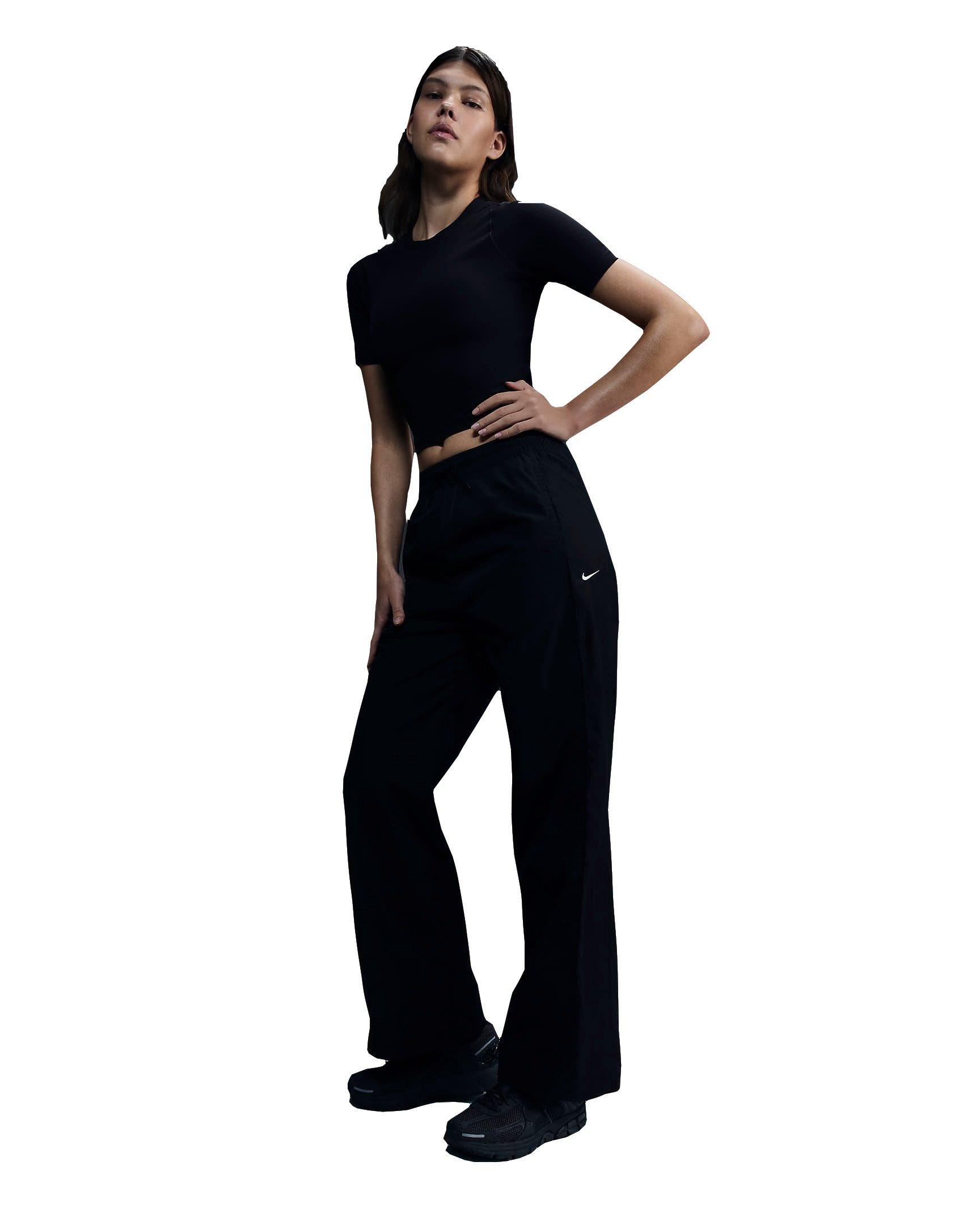 Nike Women's Windrunner High-Waisted Woven Open-Hem Pants - BLACK Thumbnail View 1