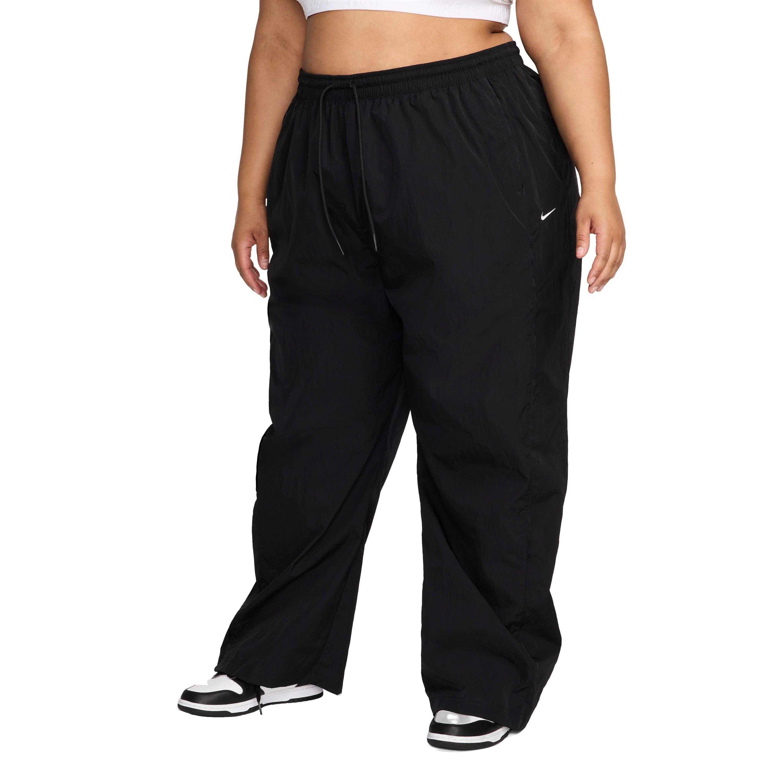 Nike Women's Windrunner High-Waisted Open-Hem Woven Pants - BLACK Thumbnail View 1