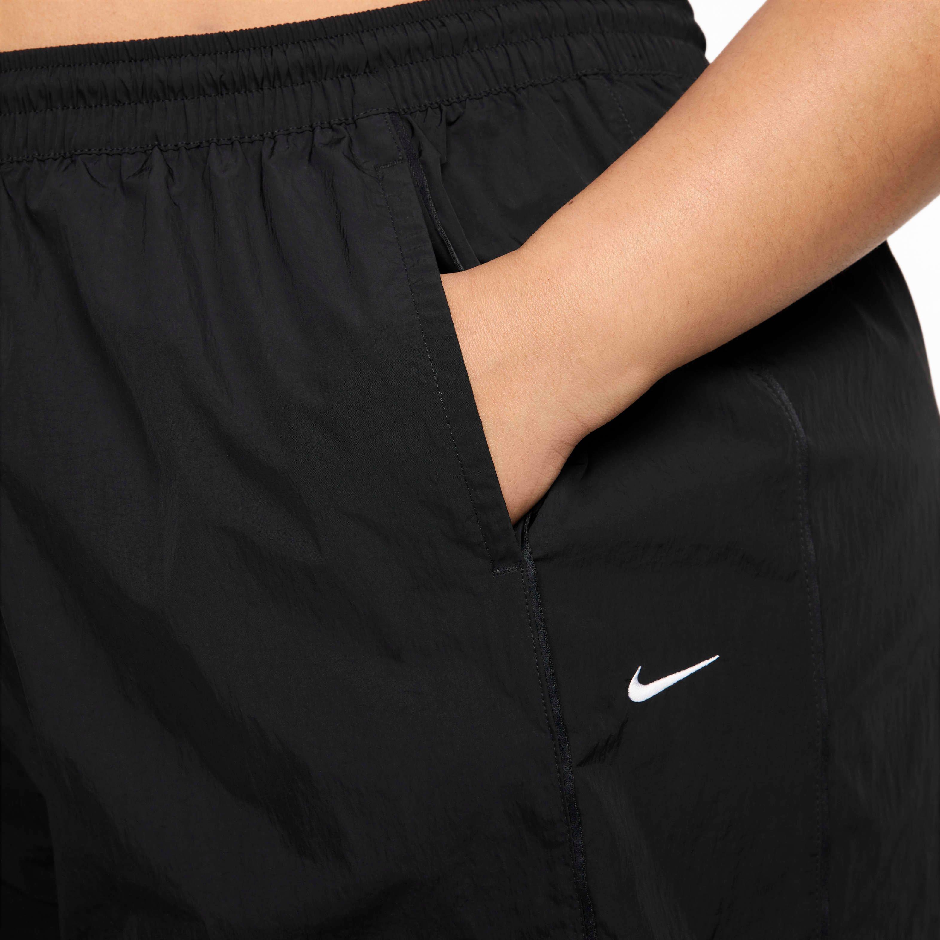 Nike Women's Windrunner High-Waisted Open-Hem Woven Pants - BLACK Thumbnail View 3