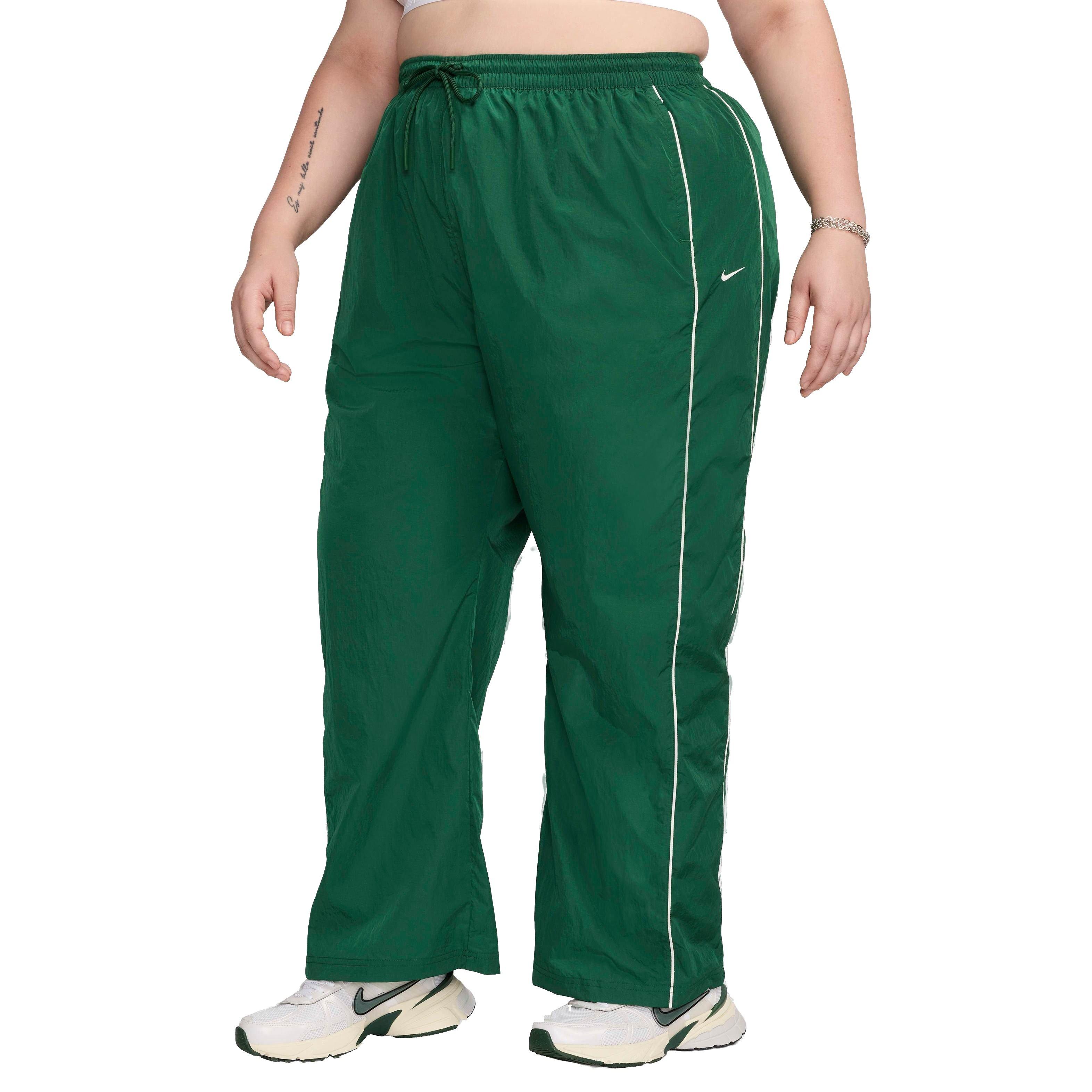 Nike Women's Windrunner High-Waisted Open-Hem Woven Pants - GREEN Thumbnail View 1